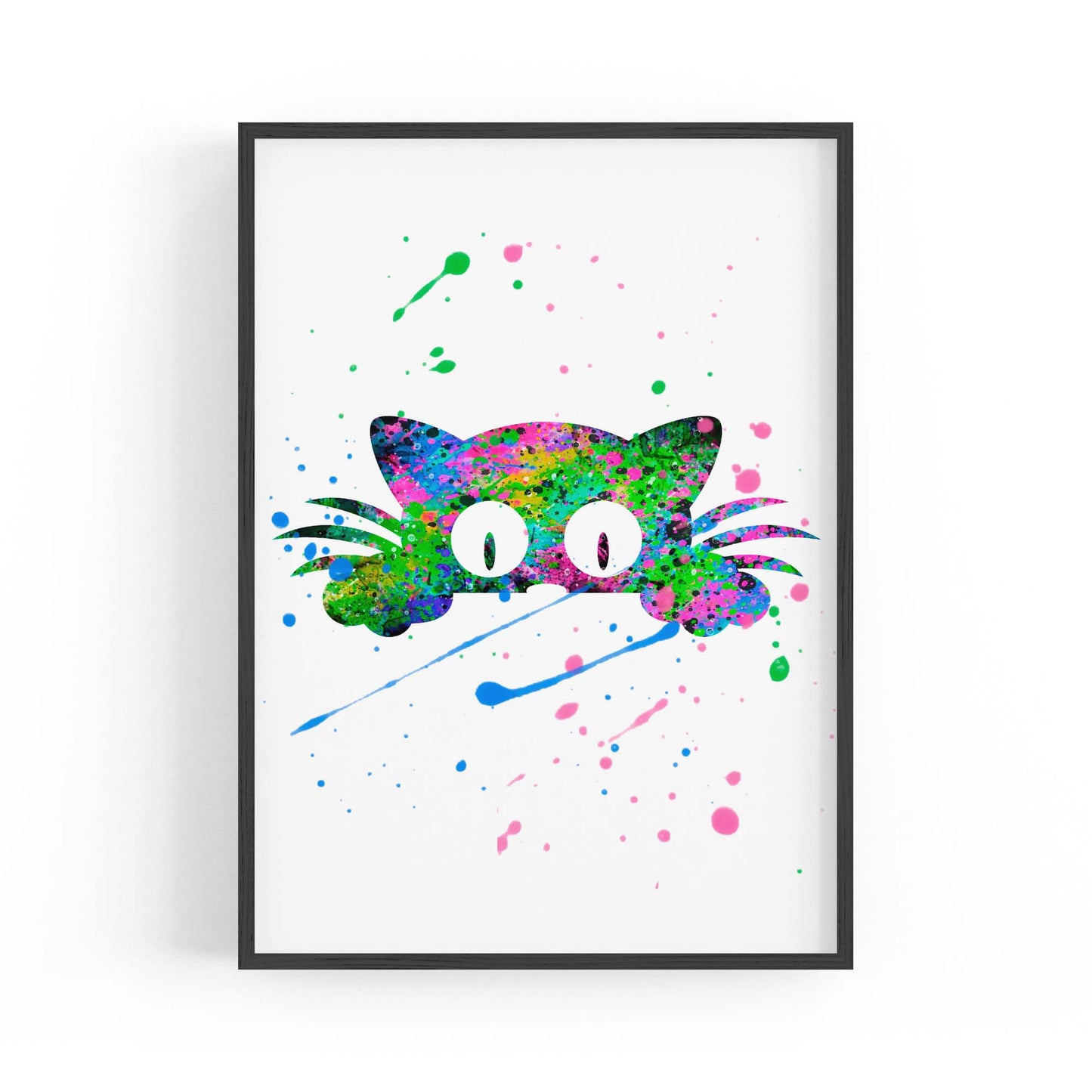 Cute Cat Painting Colourful Animal Wall Art #2 - The Affordable Art Company