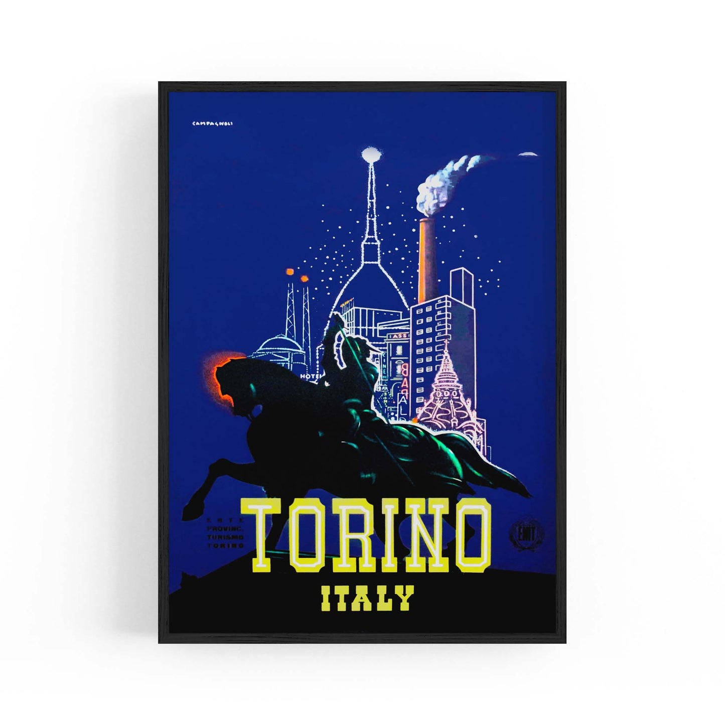 Torino Italy Vintage Travel Advert Wall Art - The Affordable Art Company