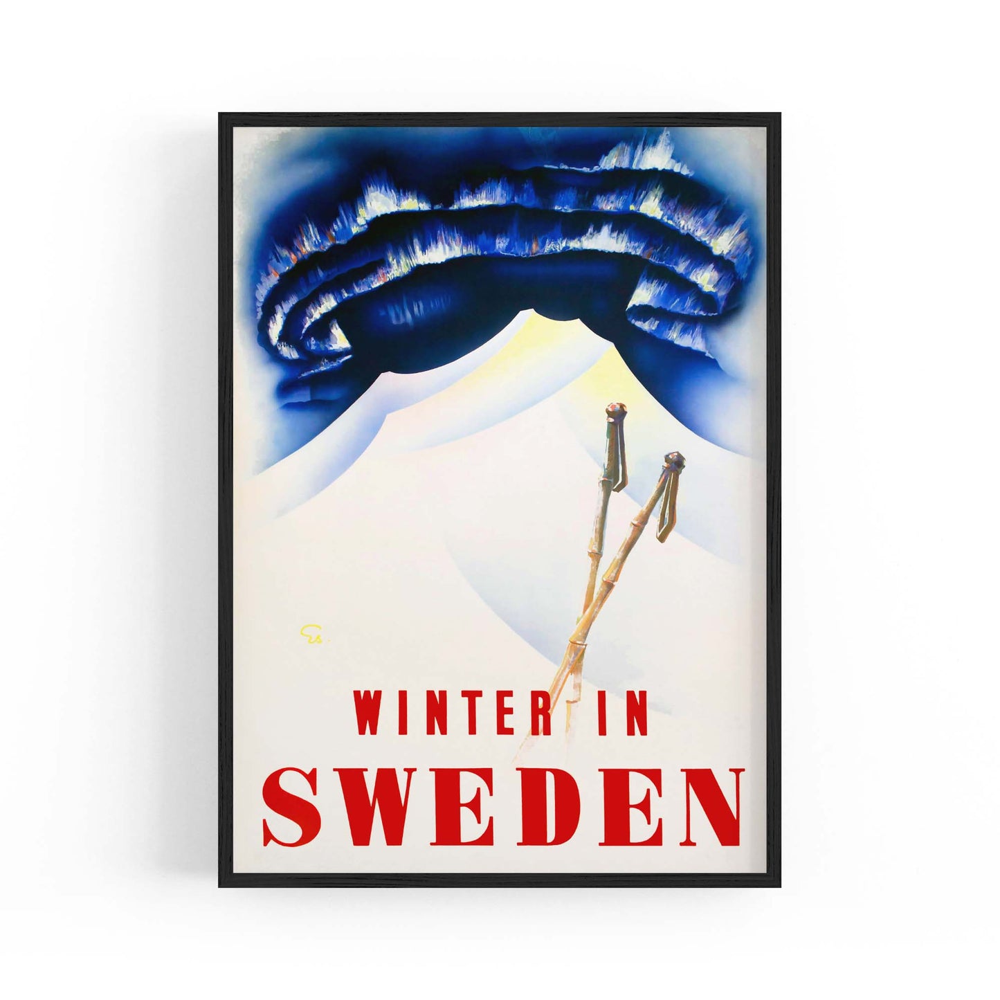 Winter In Sweden Vintage Travel Advert Wall Art - The Affordable Art Company