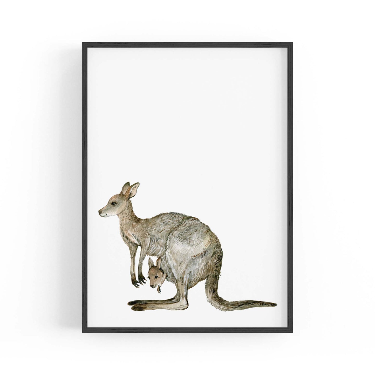 Australian Grey Kangaroo Painting Animal Nursery Art - The Affordable Art Company
