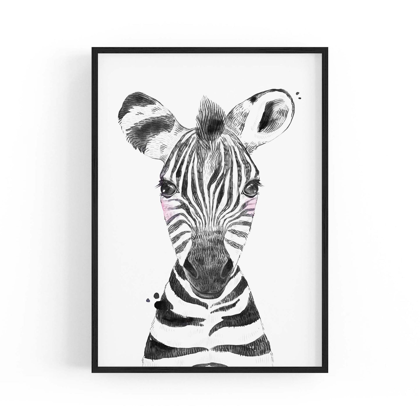 Cute Blushing Baby Zebra Nursery Animal Wall Art - The Affordable Art Company