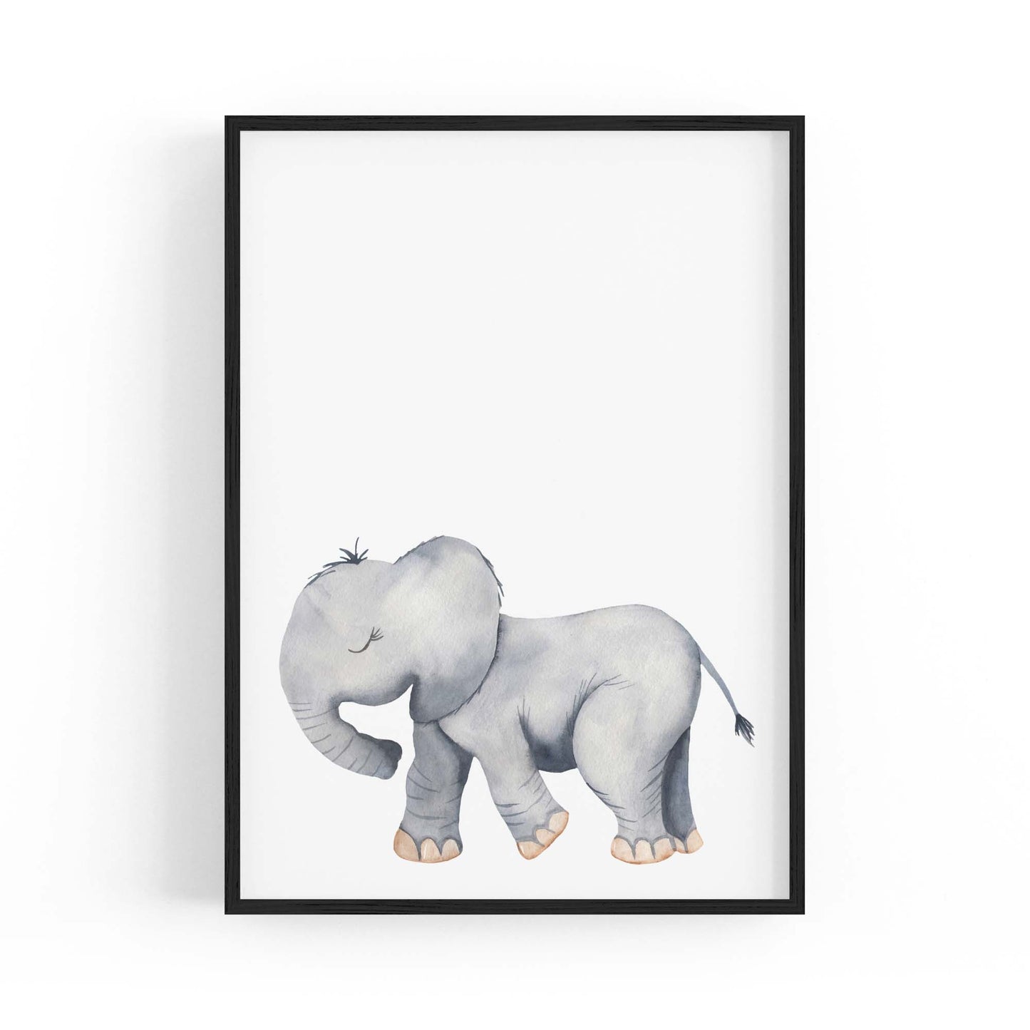 Cartoon Elephant Cute Nursery Baby Animal Wall Art #2 - The Affordable Art Company