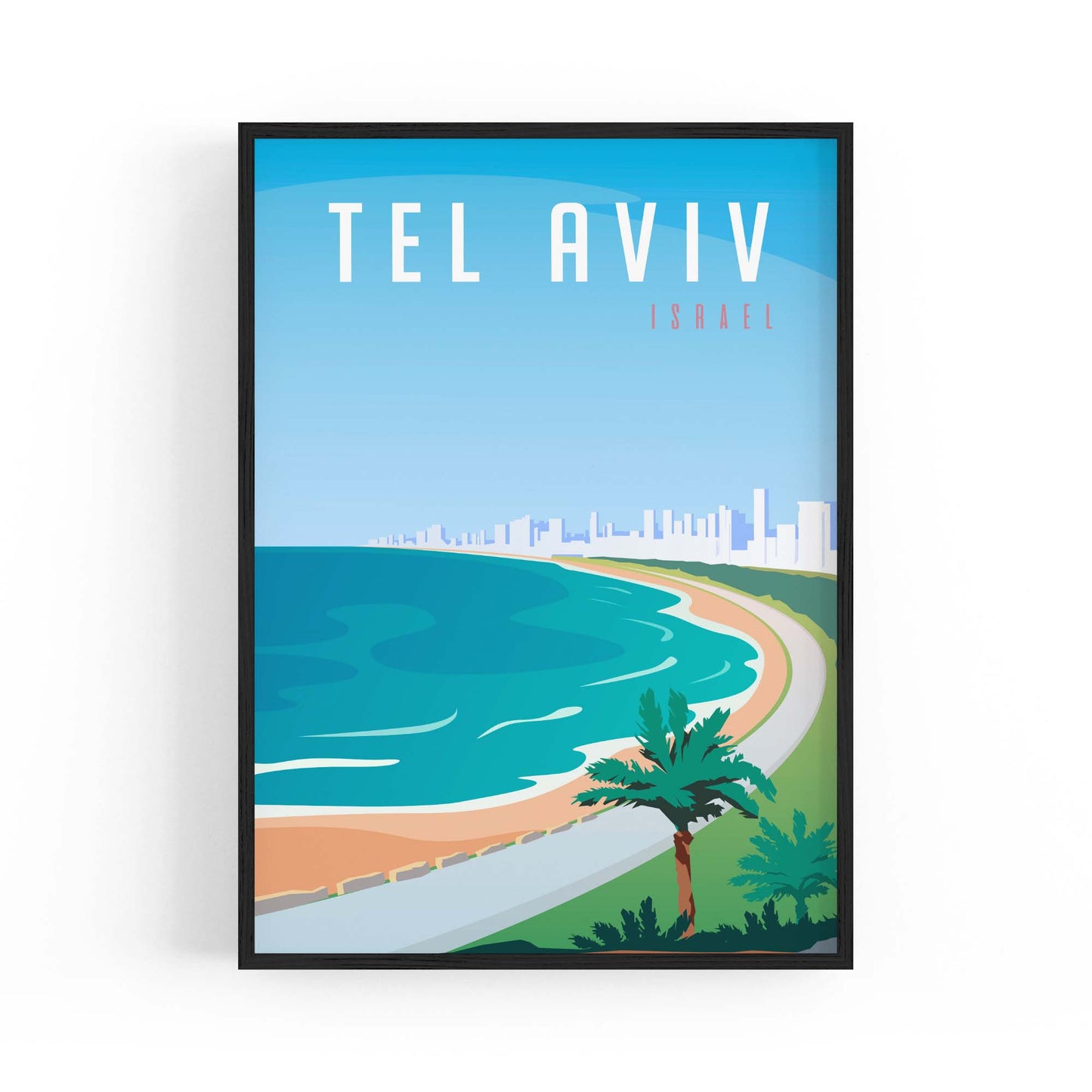 Retro Tel Aviv Israel Vintage Travel Wall Art - The Affordable Art Company