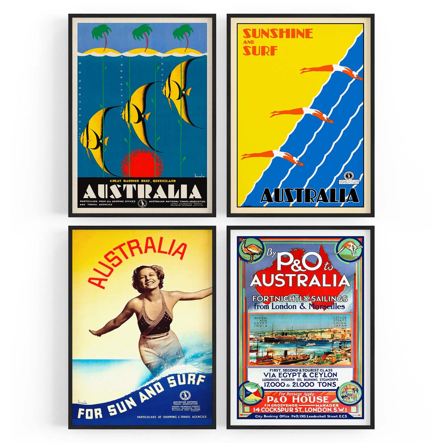 Set of 4 Australian Vintage Advertisements Wall Art - The Affordable Art Company