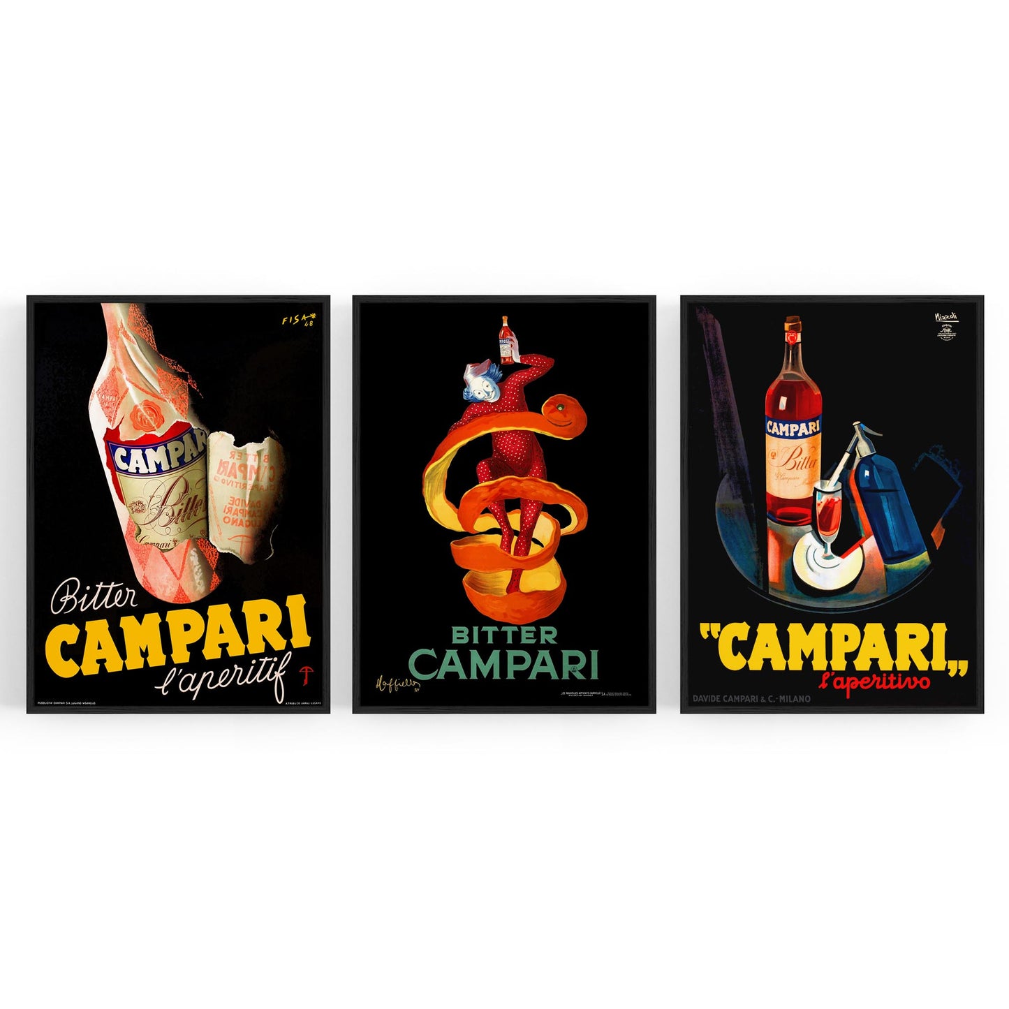 Set of Italian Campari Vintage Cafe Restaurant Art - The Affordable Art Company