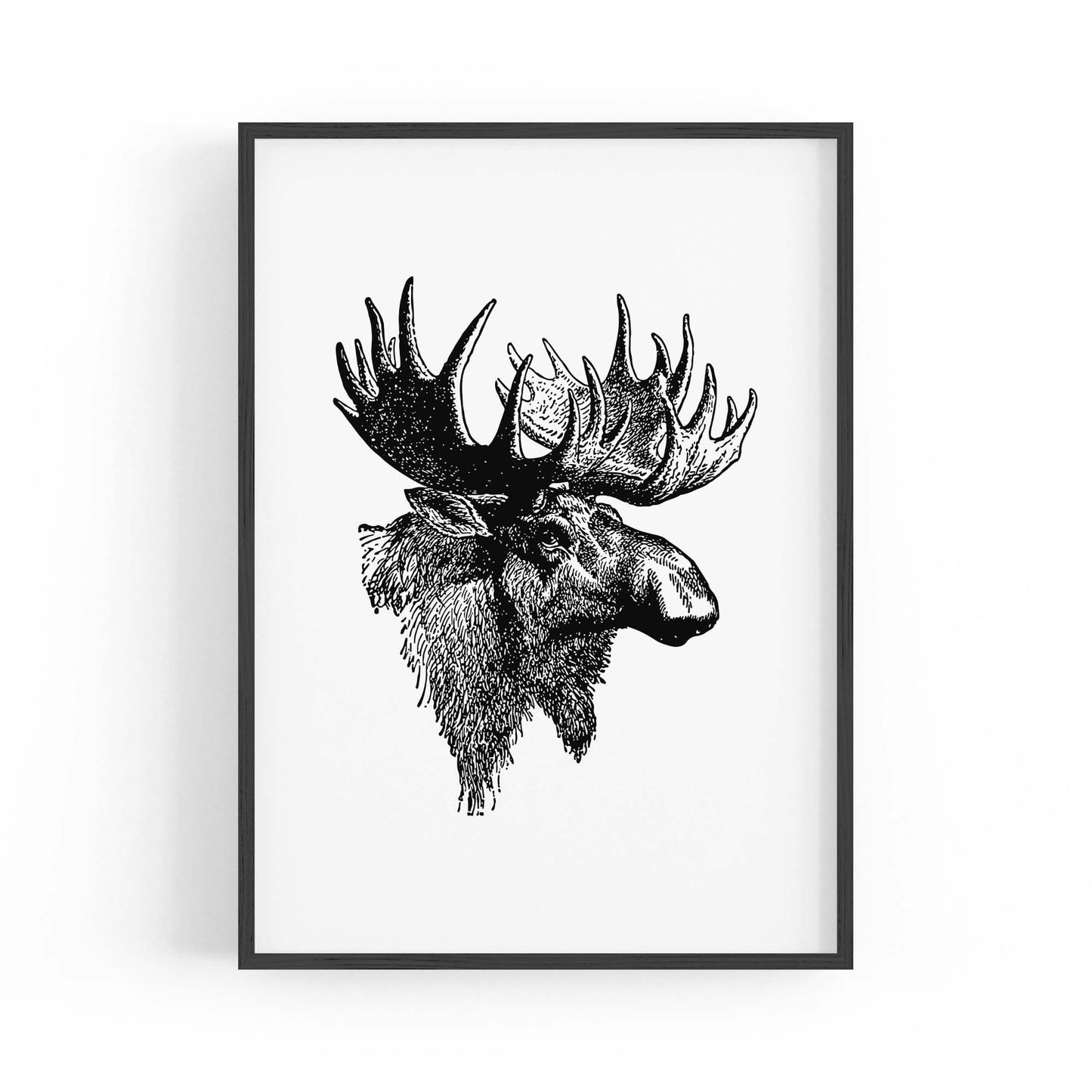 Moose Head Drawing Hunting Man Cave Wall Art #2 - The Affordable Art Company