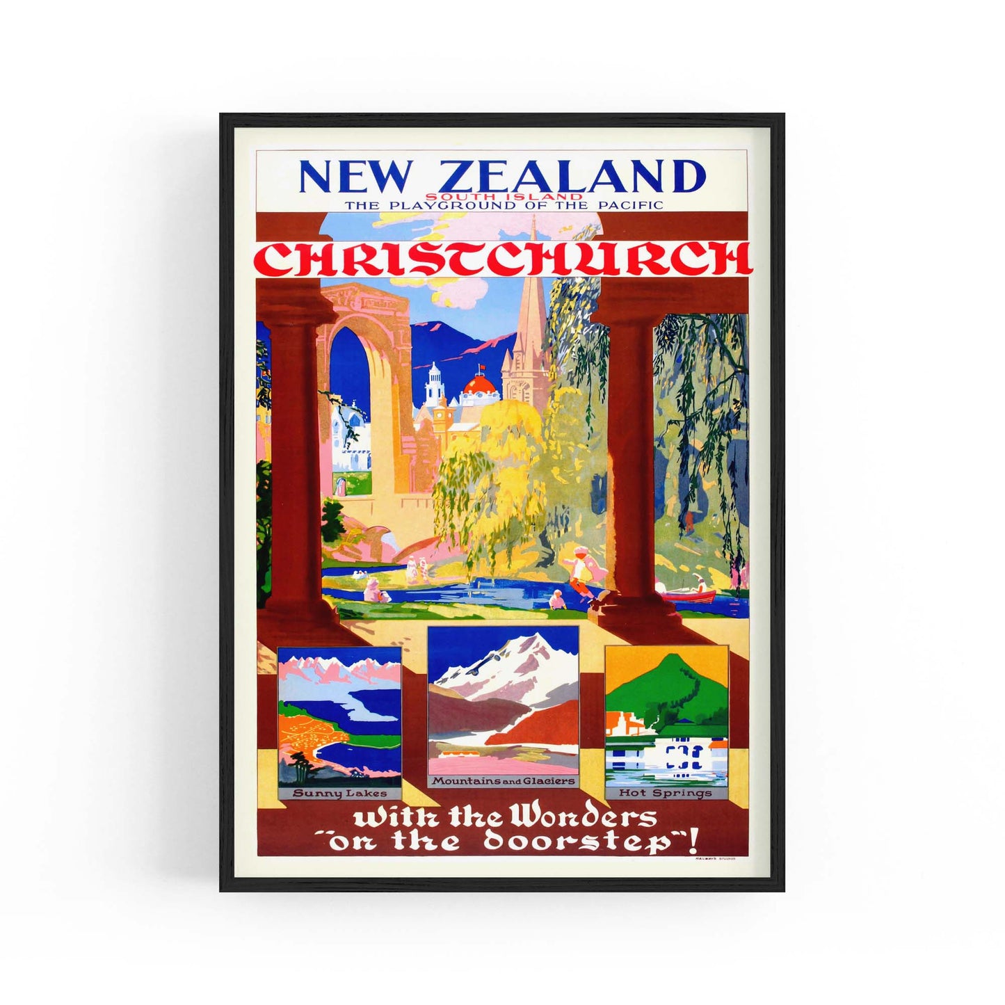 Christchurch, New Zealand Vintage Travel Wall Art - The Affordable Art Company