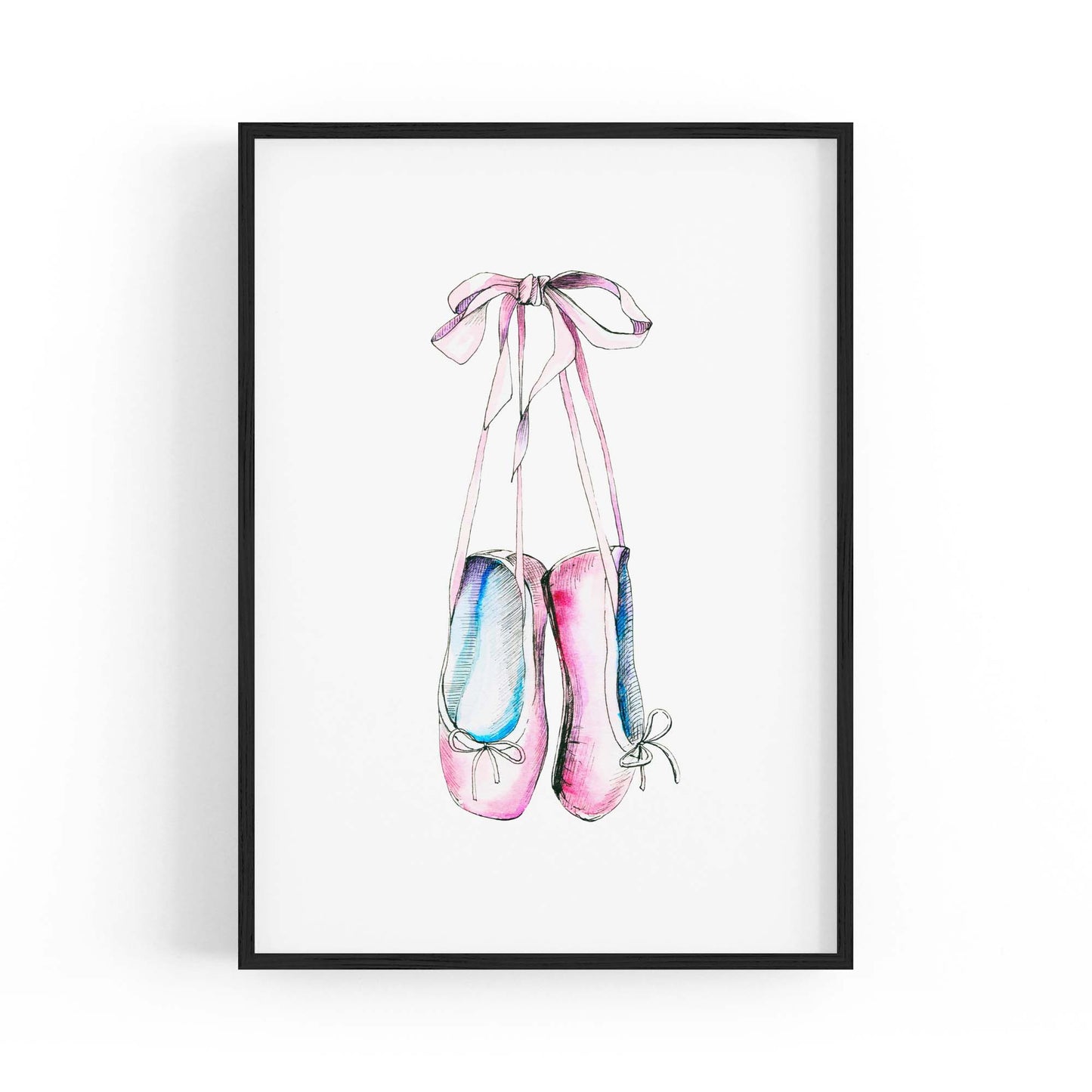 Cute Ballet Shoes Girls Bedroom Pink Wall Art - The Affordable Art Company