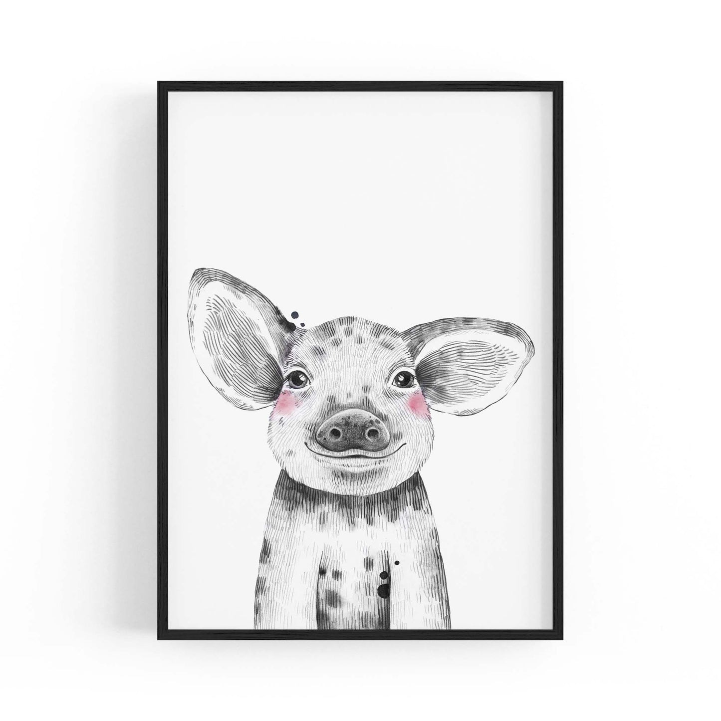 Cute Blushing Baby Pig Piglet Nursery Animal Art - The Affordable Art Company