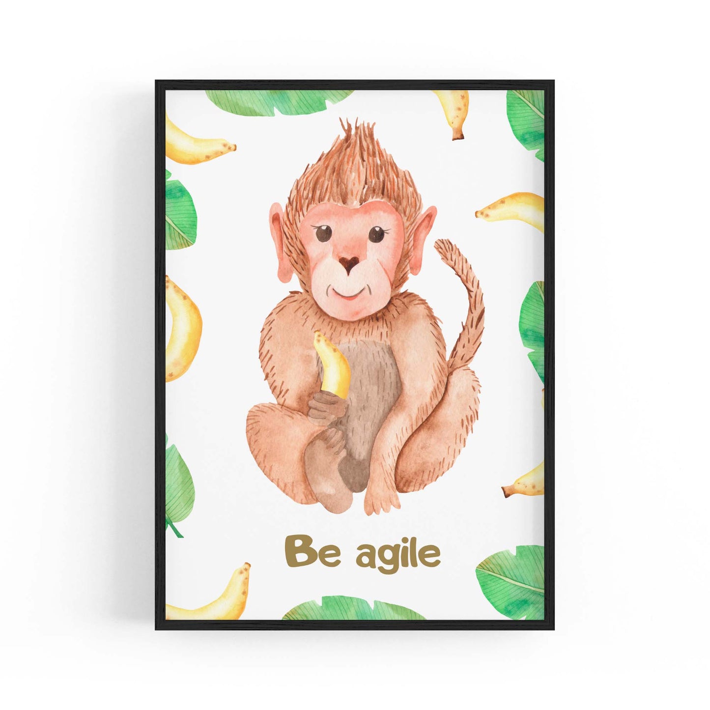 Cartoon Monkey "Be Agile" Nursery Quote Wall Art - The Affordable Art Company