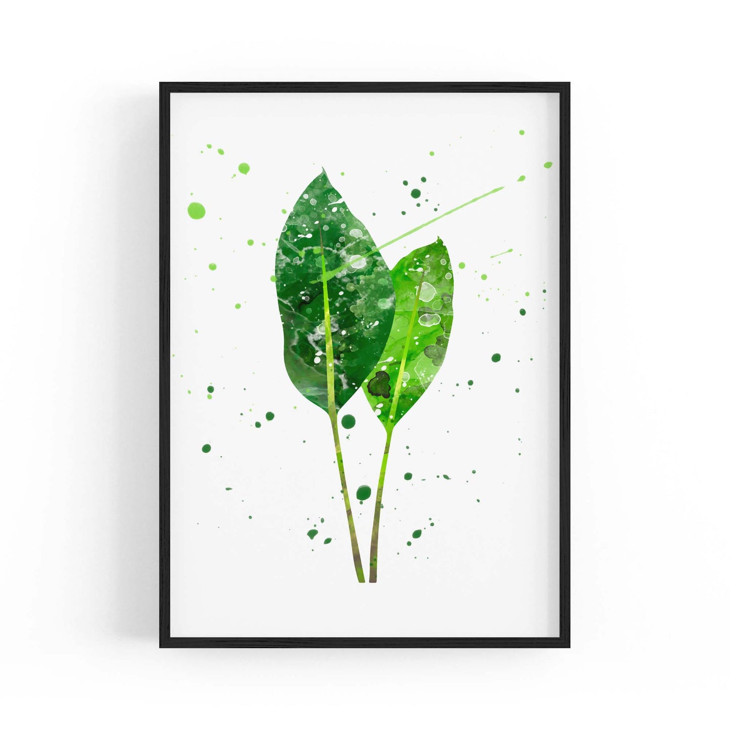 Green Leaf Nature Minimal Painting Wall Art - The Affordable Art Company