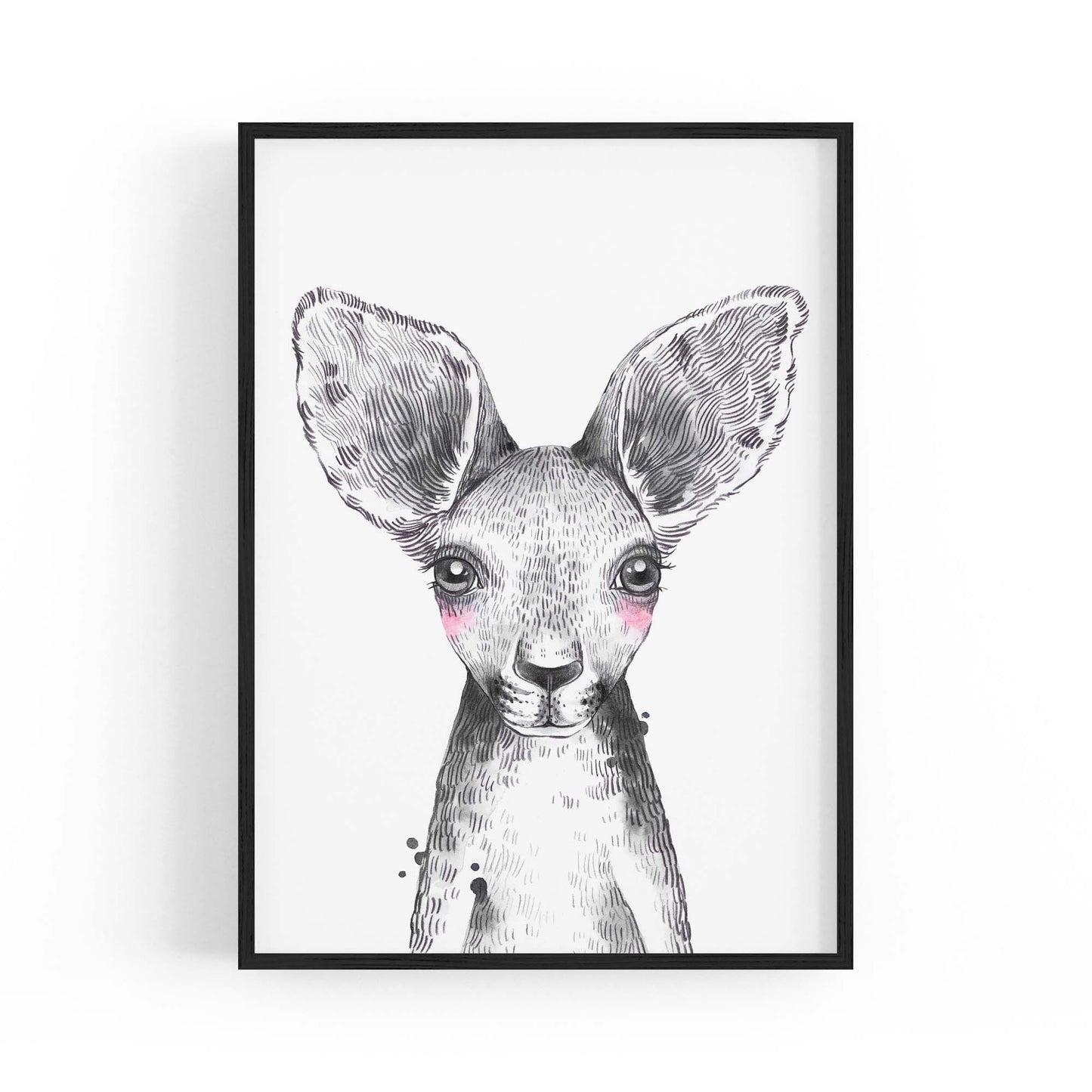 Cute Blushing Baby Kangaroo Nursery Animal Wall Art - The Affordable Art Company