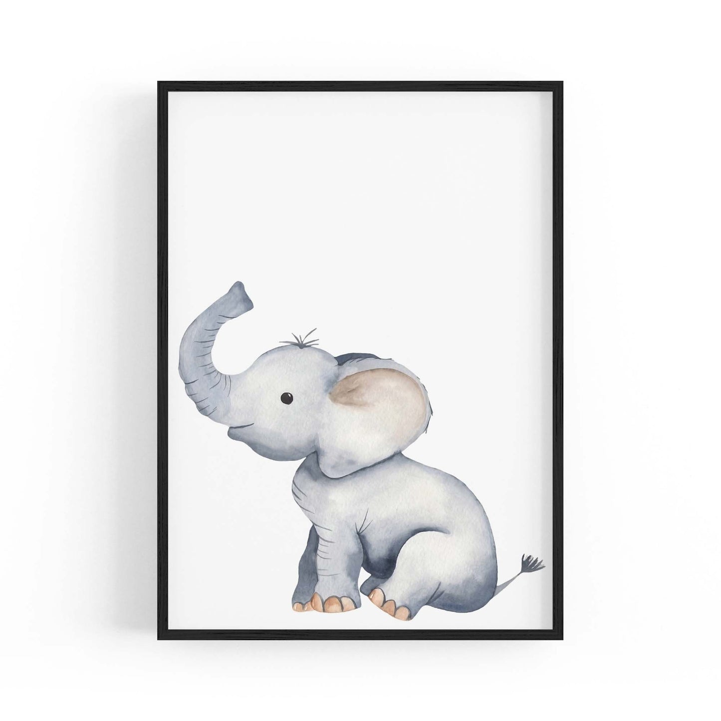 Cartoon Elephant Cute Nursery Baby Animal Wall Art #1 - The Affordable Art Company