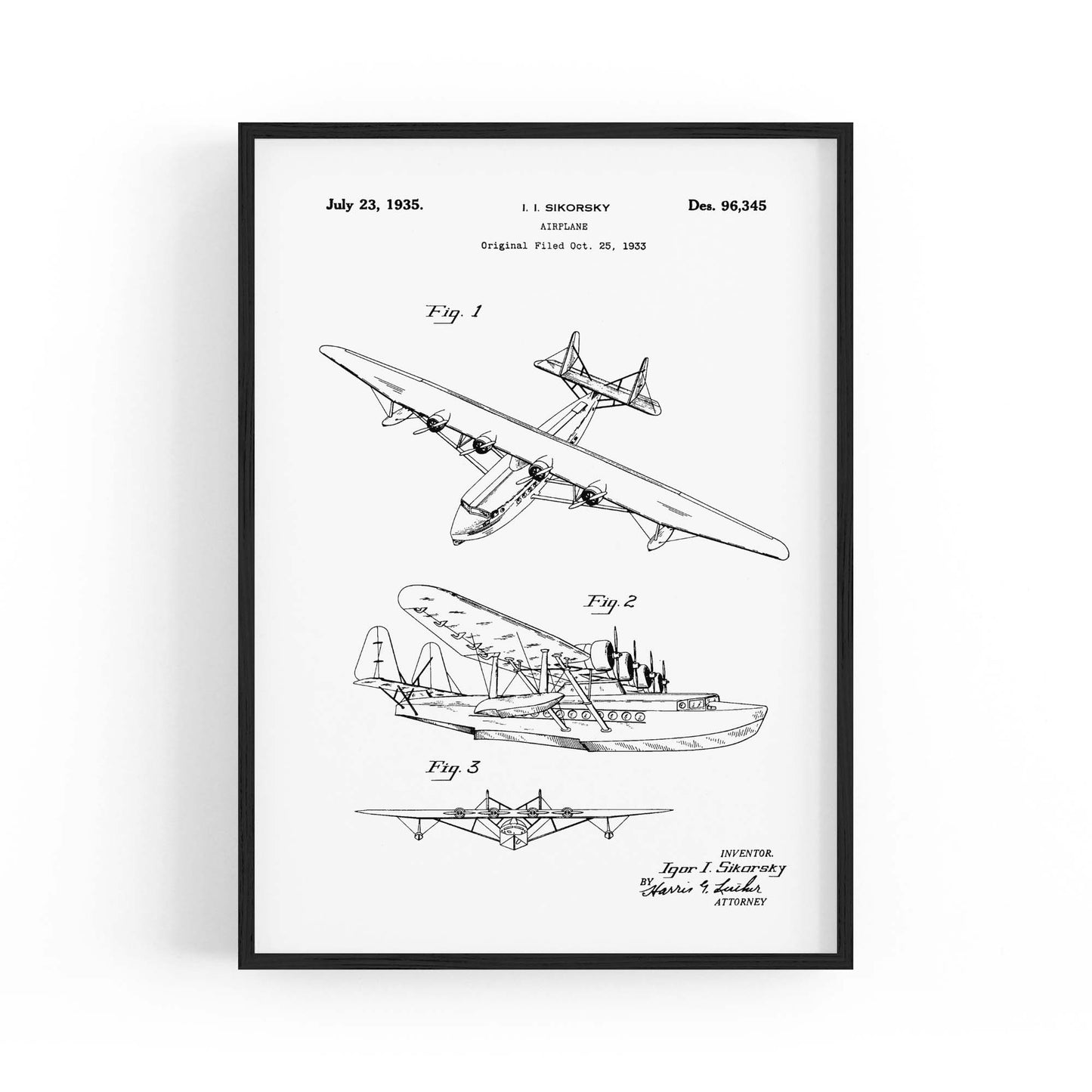 Airplane Patent Vintage Minimal Man Cave Wall Art #11 - The Affordable Art Company