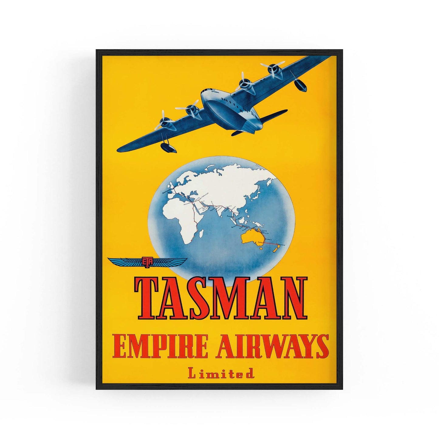 Tasman Empire Airways Vintage Travel Advert Wall Art - The Affordable Art Company