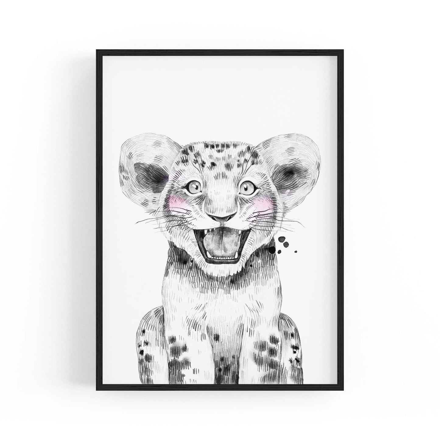 Cute Blushing Baby Lion Nursery Animal Wall Art - The Affordable Art Company