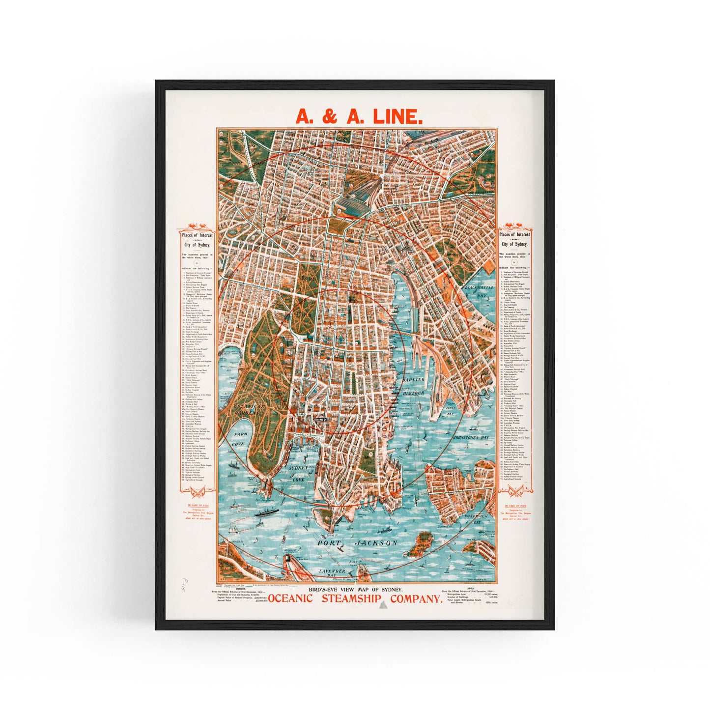 Sydney Vintage Map Australian Old Wall Art #3 - The Affordable Art Company