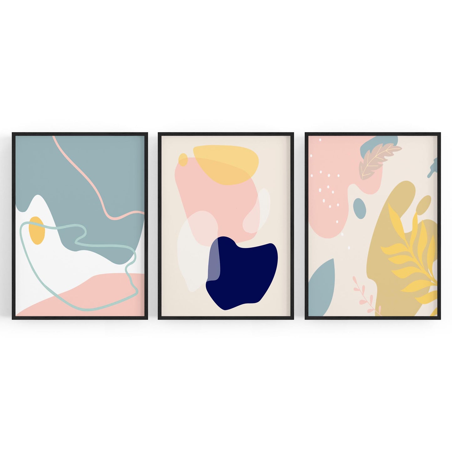 Set of Minimal Calm Abstract Shape Wall Art #1 - The Affordable Art Company