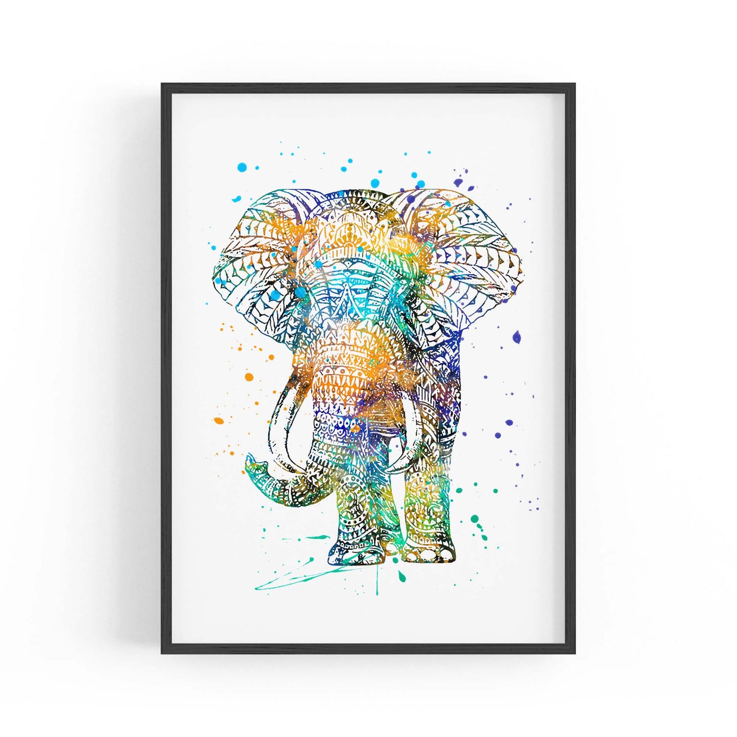 Elephant Mandala Cute Pattern Animal Wall Art - The Affordable Art Company