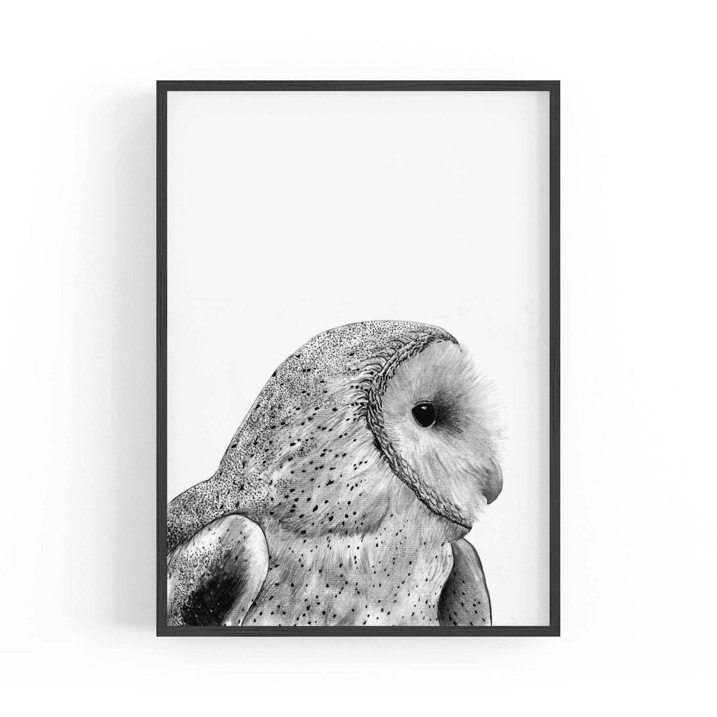 Owl Drawing Portrait Minimal Black Wall Art #1 - The Affordable Art Company