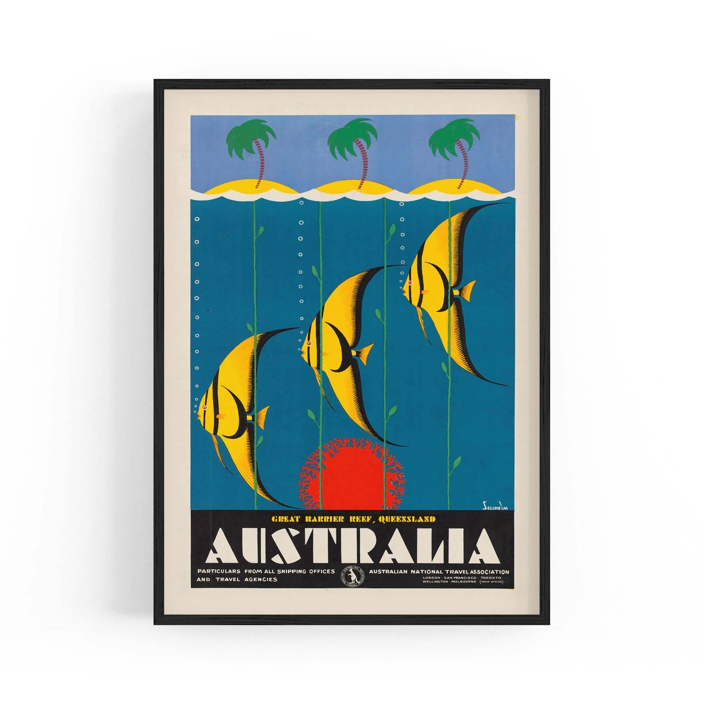 Great Barrier Reef, Australia Vintage Travel Advert Wall Art - The Affordable Art Company