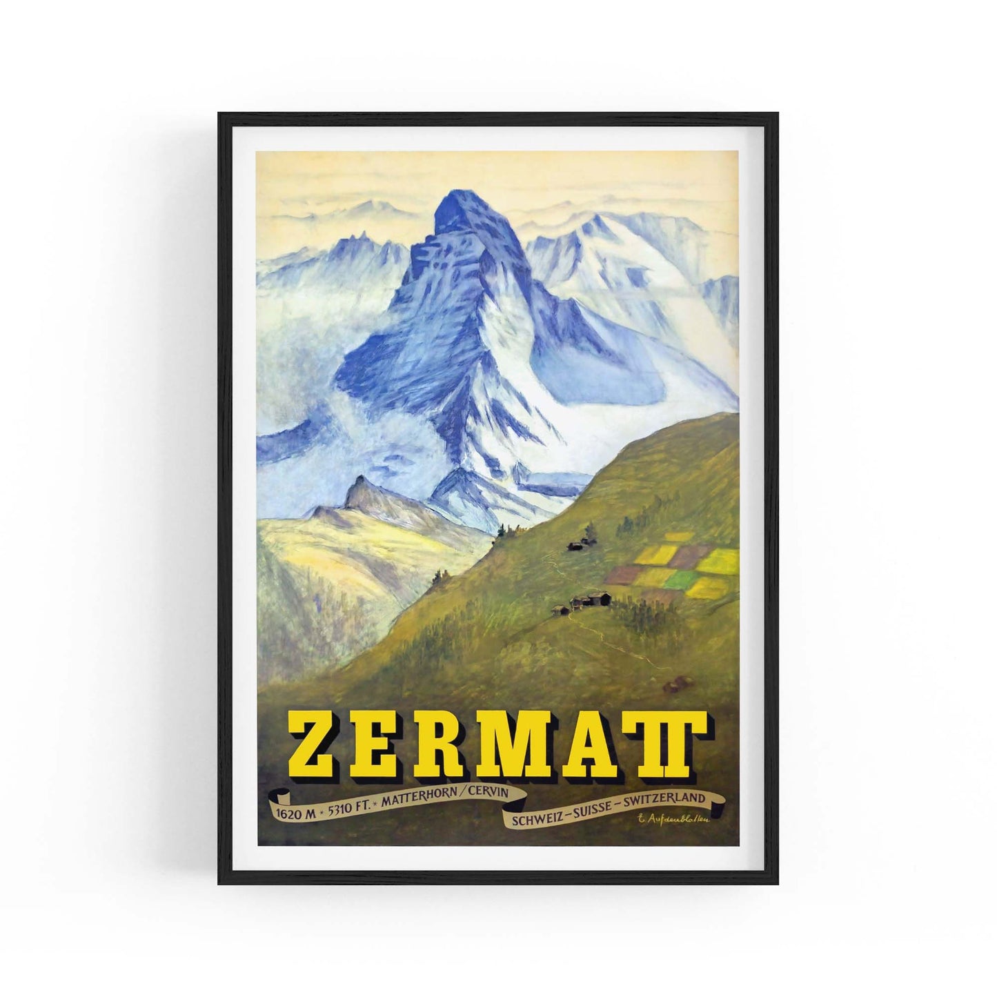 Zermatt Switzerland Vintage Travel Advert Wall Art - The Affordable Art Company