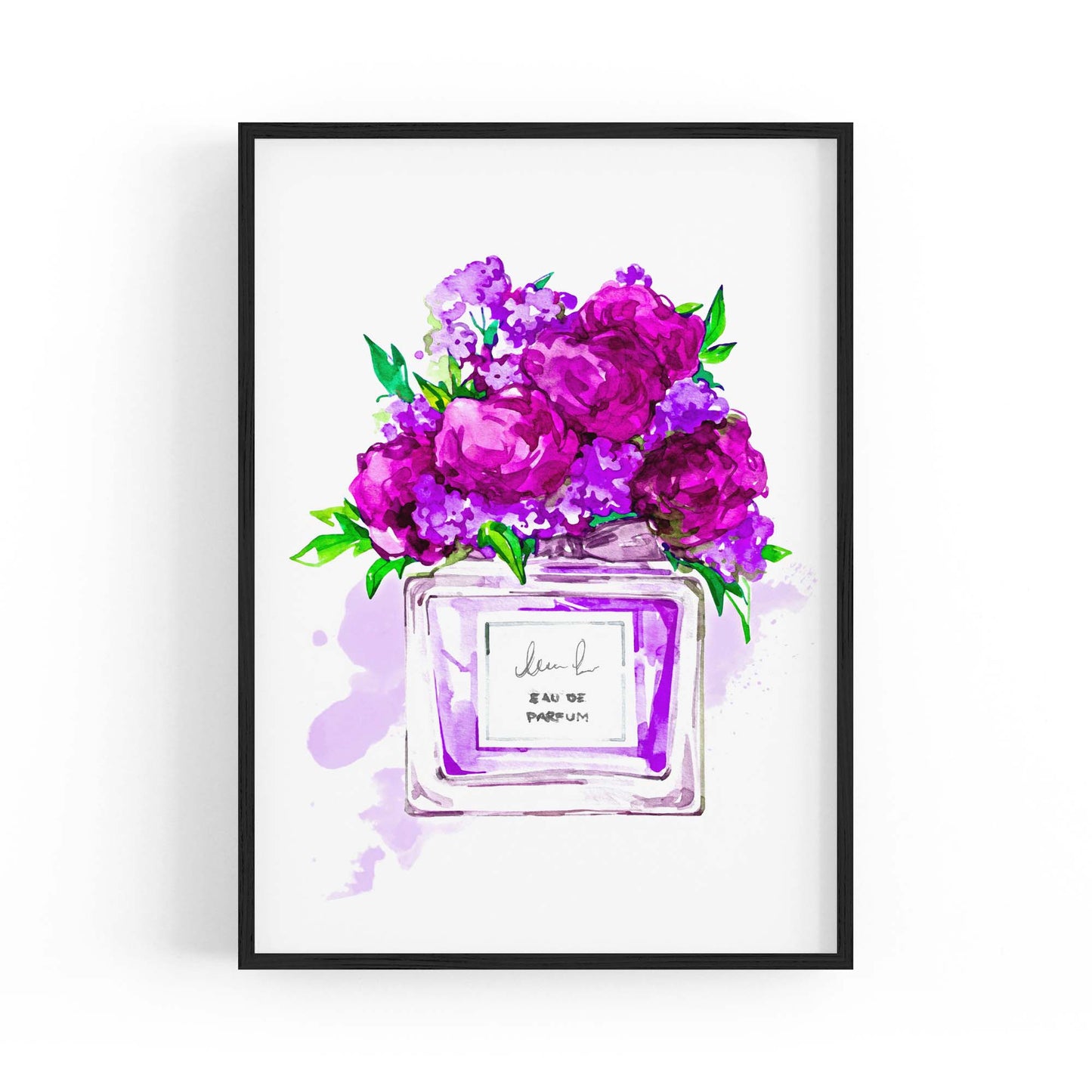 Purple Floral Perfume Bottle Fashion Wall Art - The Affordable Art Company