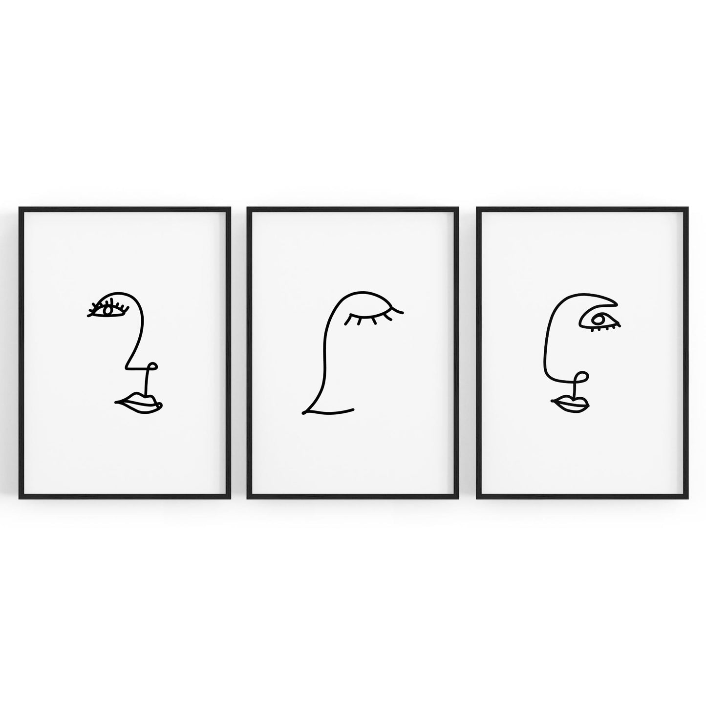 Set of Face Line Drawings Abstract Style Wall Art #2 - The Affordable Art Company