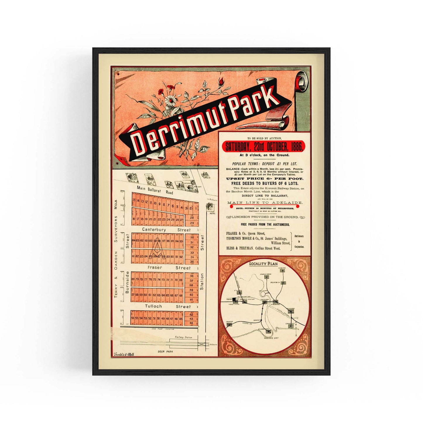 Derrimut Melbourne Vintage Real Estate Advert Art - The Affordable Art Company