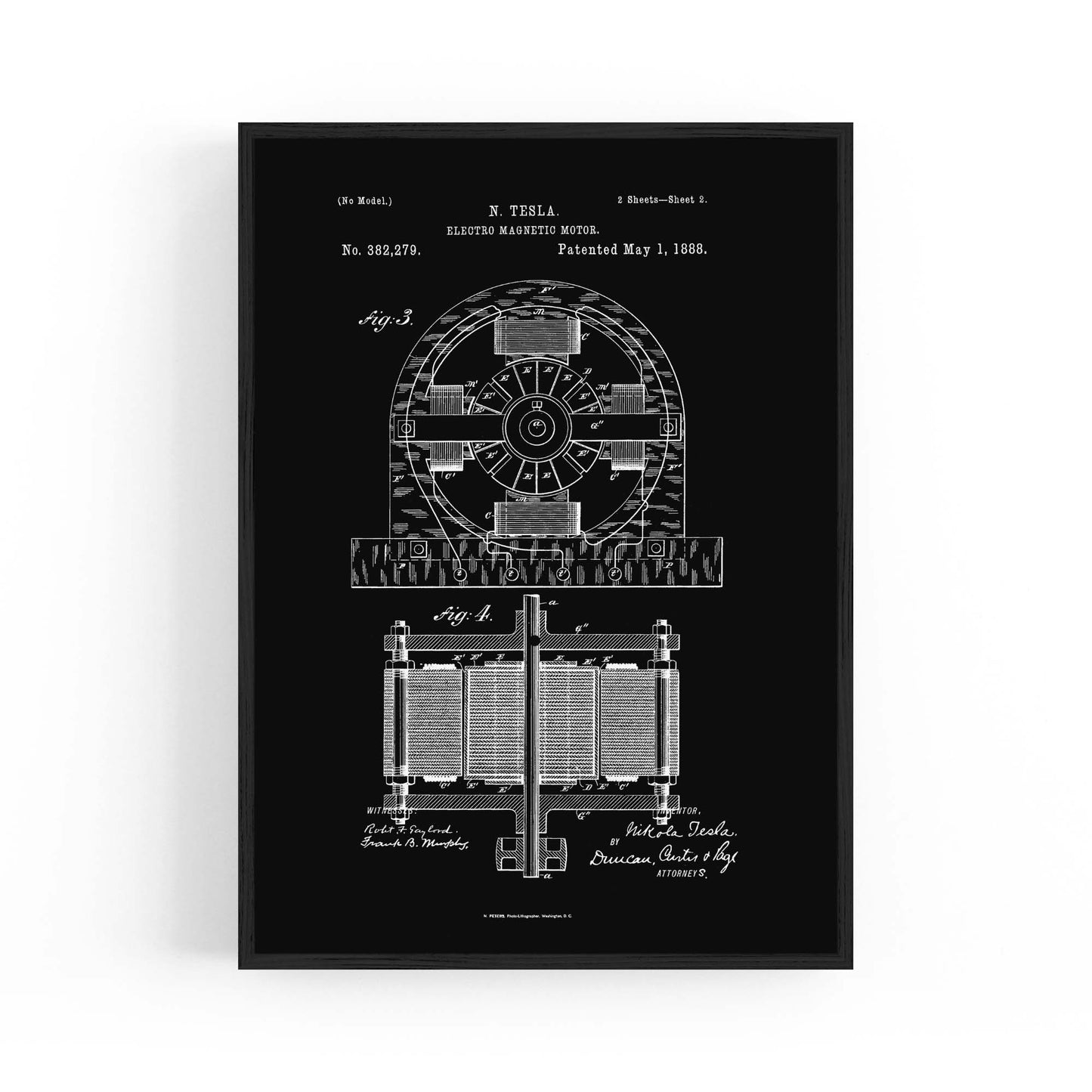 Vintage Electro Motor Patent Wall Art #1 - The Affordable Art Company