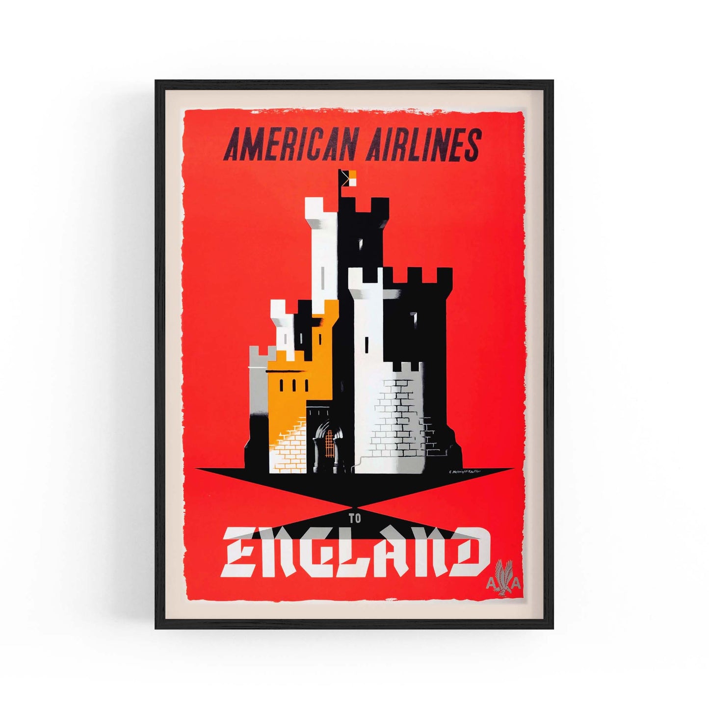 American Airlines - England Vintage Travel Wall Art - The Affordable Art Company