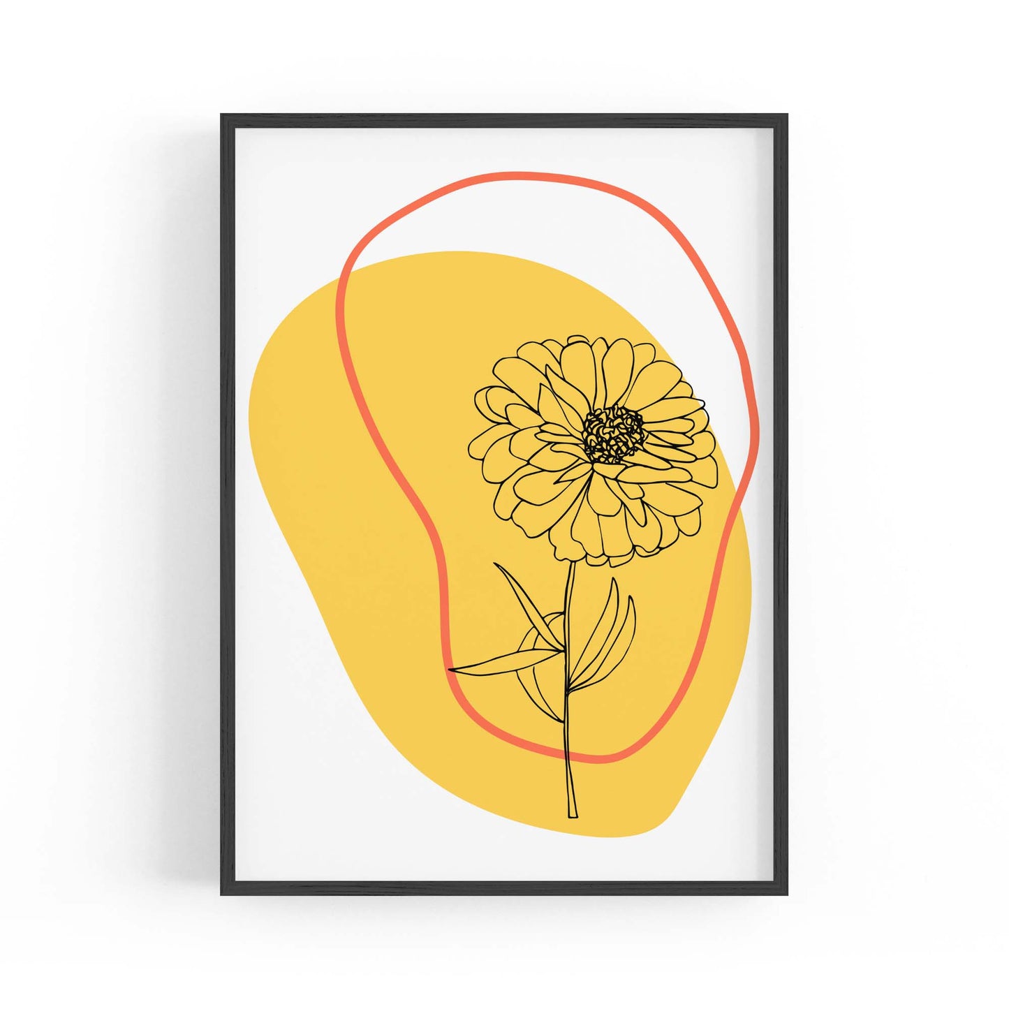 Abstract Sunflower Yellow Flower Modern Wall Art - The Affordable Art Company