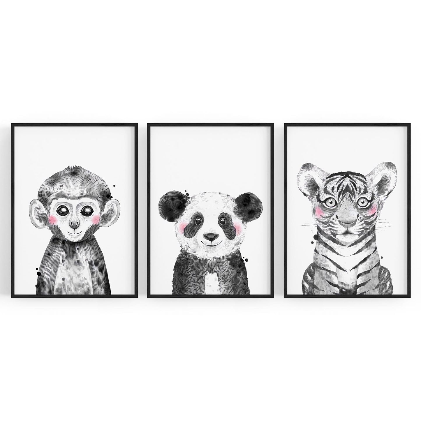Set of Blushing Jungle Animals Nursery Wall Art - The Affordable Art Company