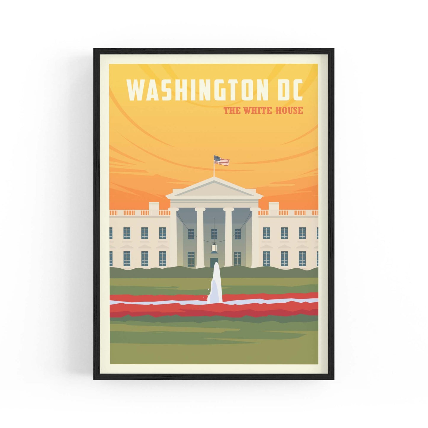 Retro Washington DC USA Vintage Travel Wall Art - The Affordable Art Company