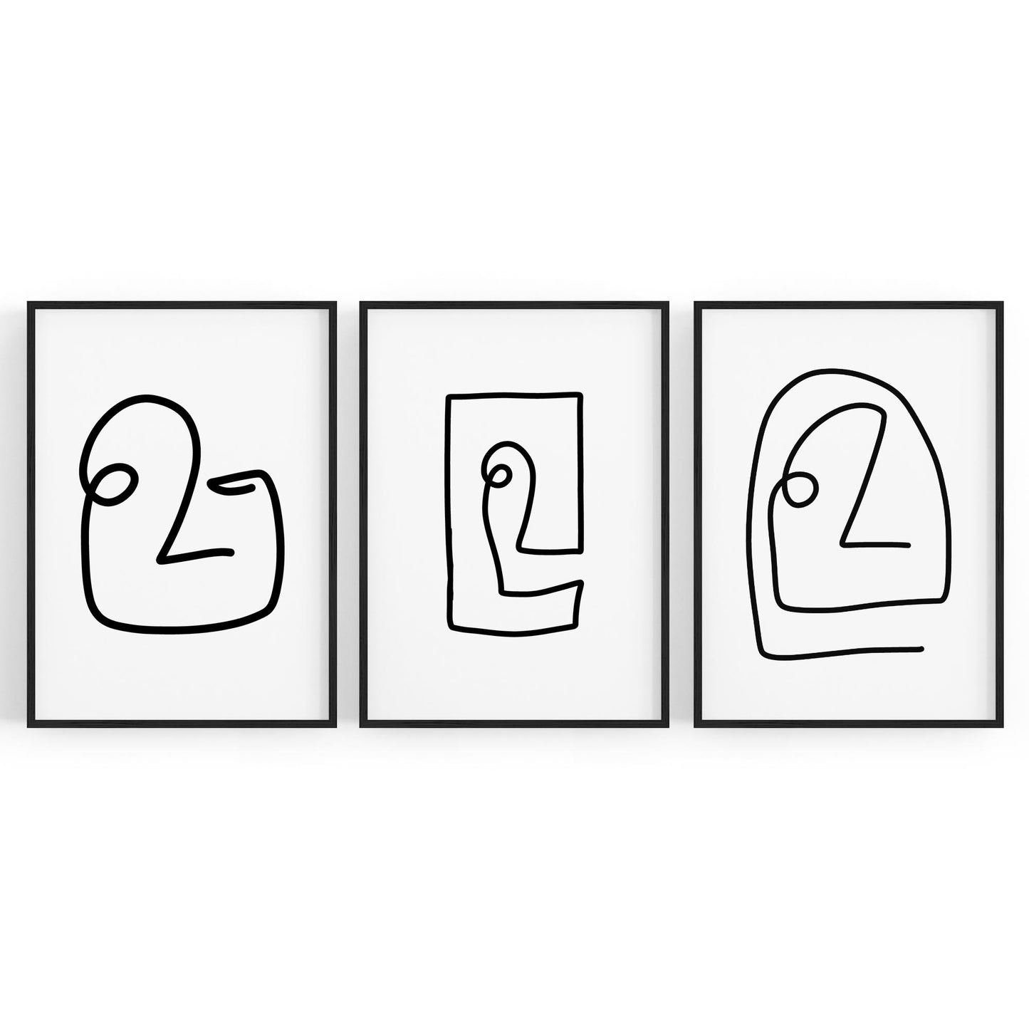 Set of Face Line Drawings Abstract Style Wall Art #1 - The Affordable Art Company