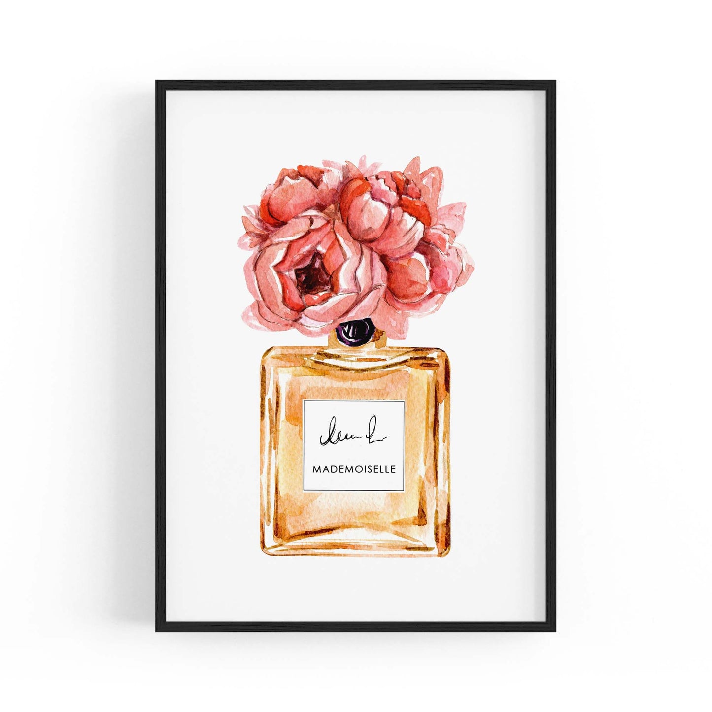 Peach Floral Perfume Bottle Fashion Wall Art #1 - The Affordable Art Company