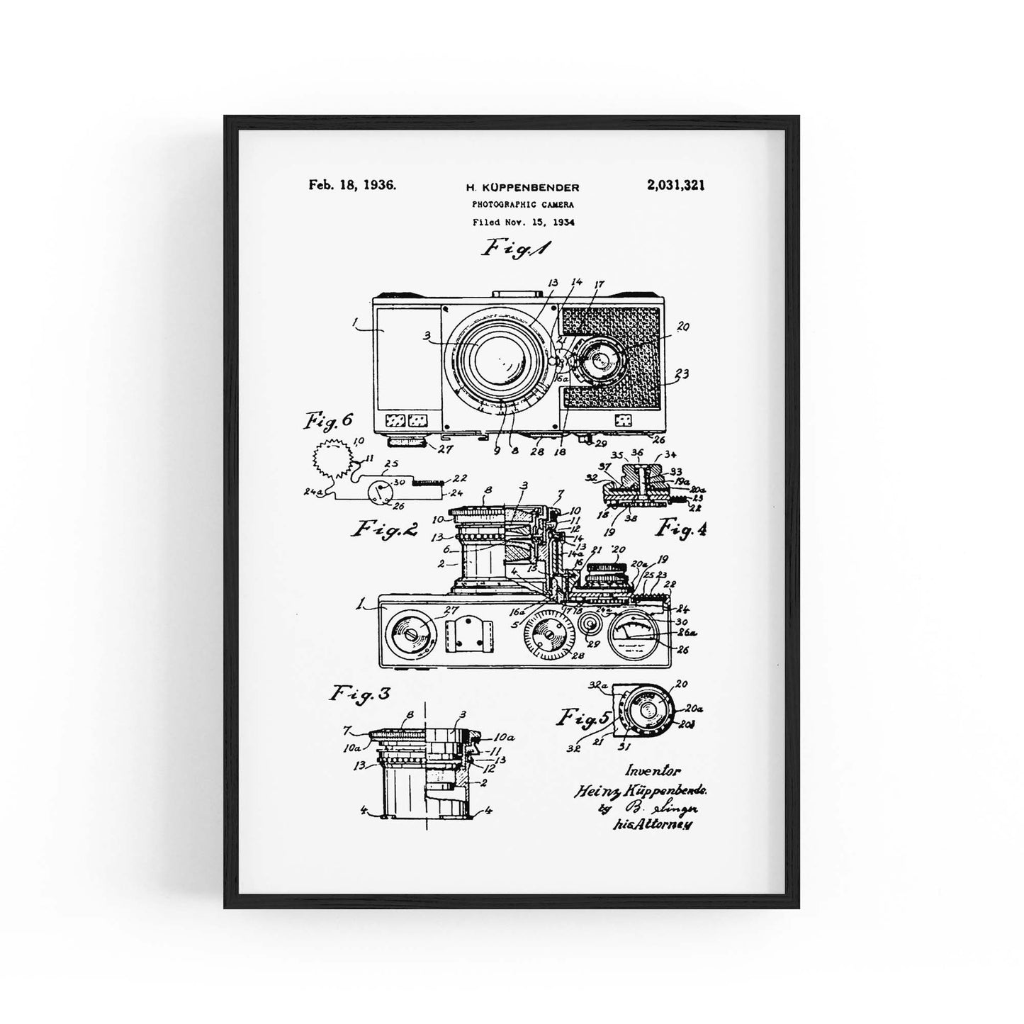 Vintage Camera Patent Photographer Wall Art #2 - The Affordable Art Company
