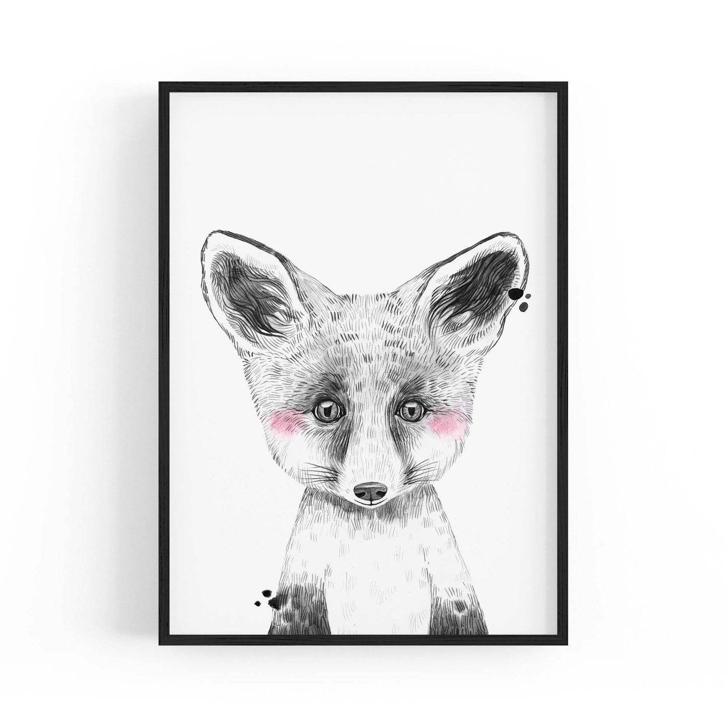 Cute Blushing Baby Fox Nursery Animal Wall Art - The Affordable Art Company