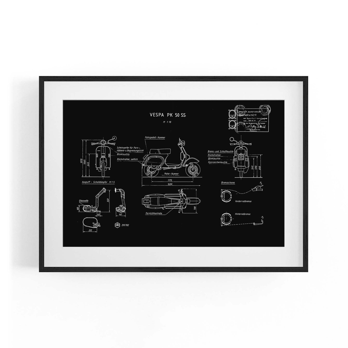 Vintage Vespa Patent Black Patent Wall Art #1 - The Affordable Art Company