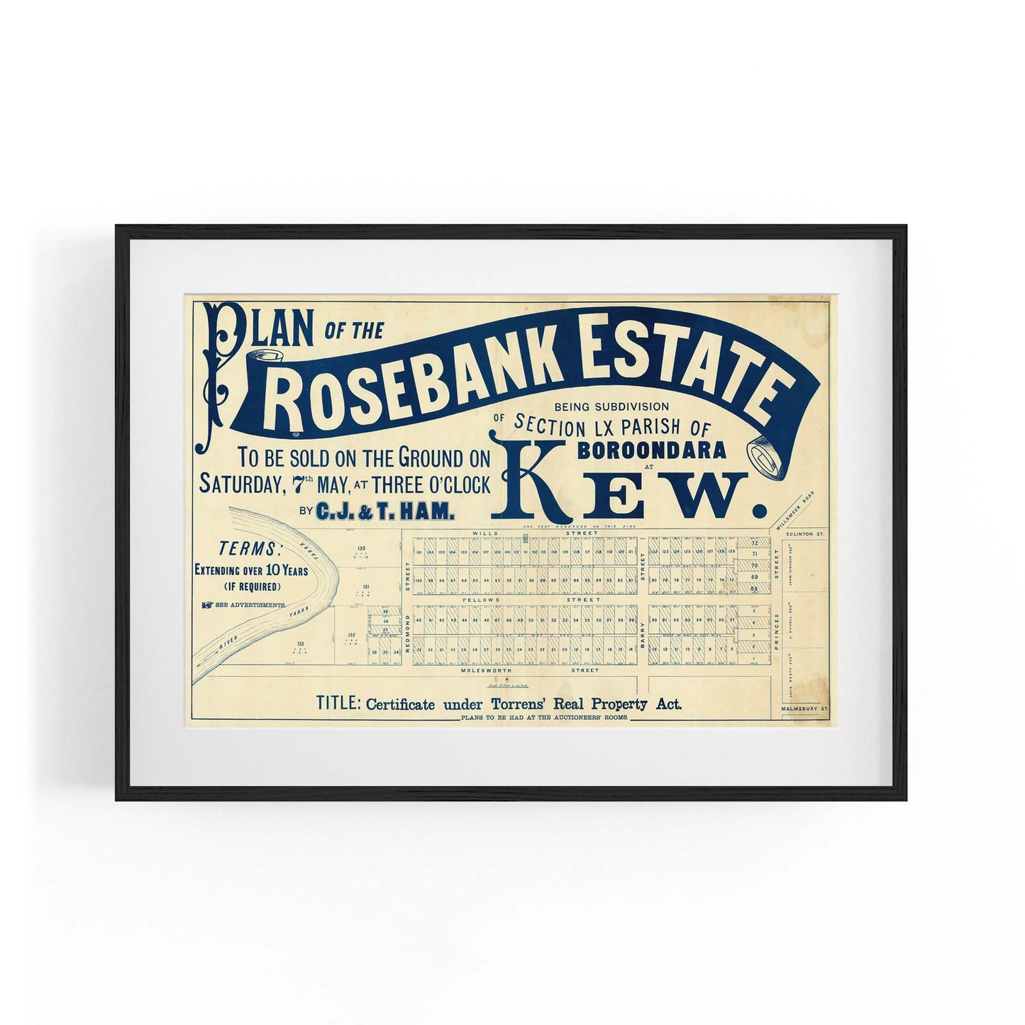 Kew Melbourne Vintage Real Estate Advert Wall Art #1 - The Affordable Art Company