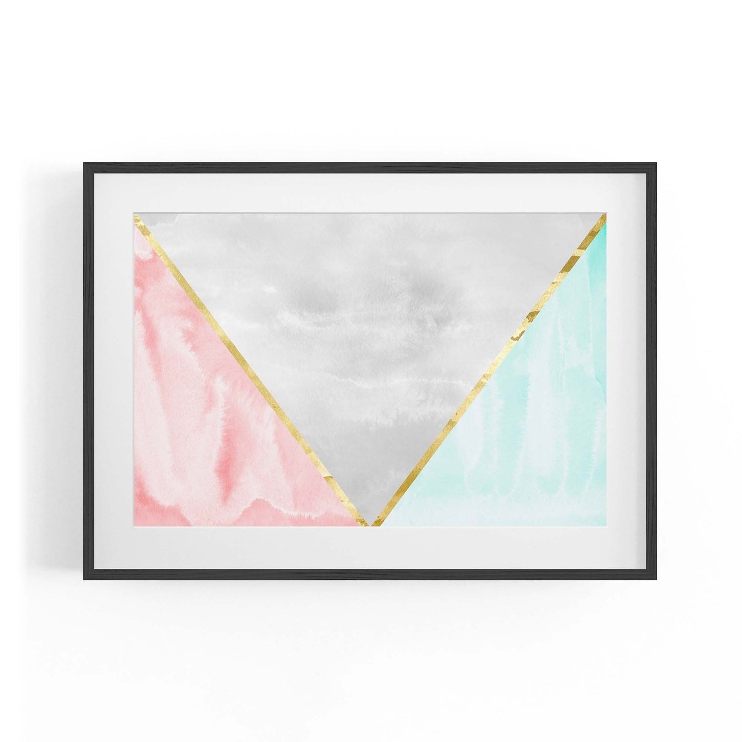 Abstract Pink and Blue Geometric Minimal Wall Art - The Affordable Art Company