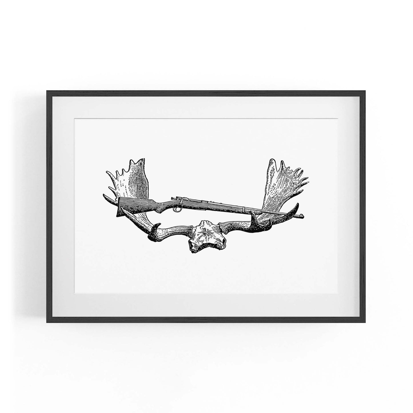 Antlers Hunting Drawing Man Cave Wall Art #2 - The Affordable Art Company