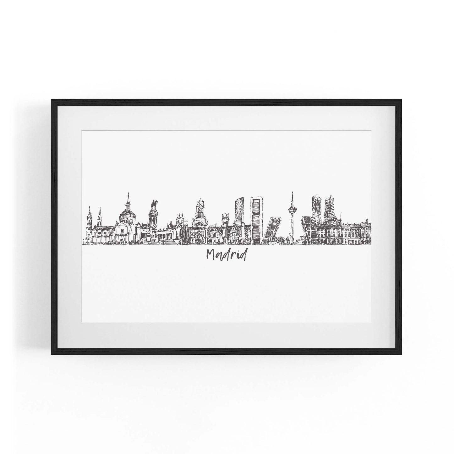 Madrid Spain Cityscape Drawing Travel Wall Art - The Affordable Art Company