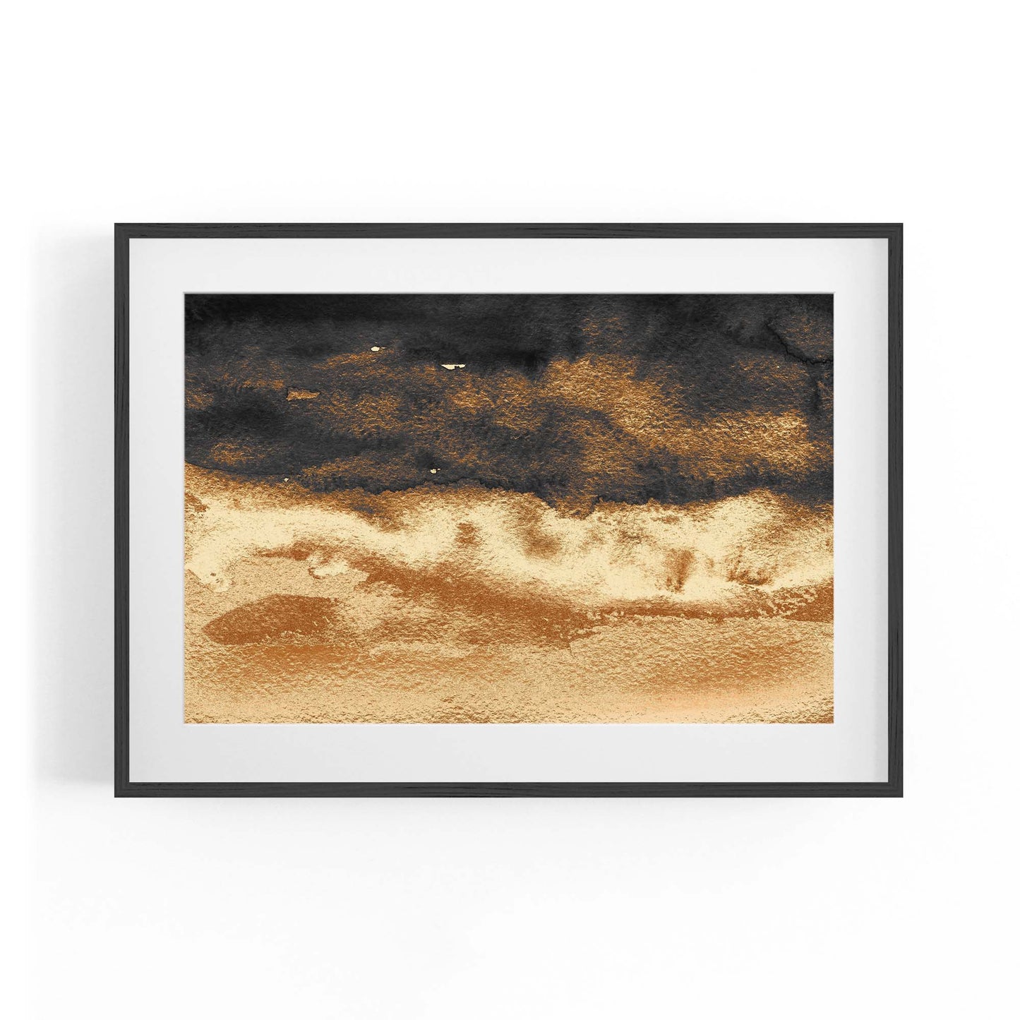 Black and Gold Abstract Painting Minimal Wall Art #1 - The Affordable Art Company