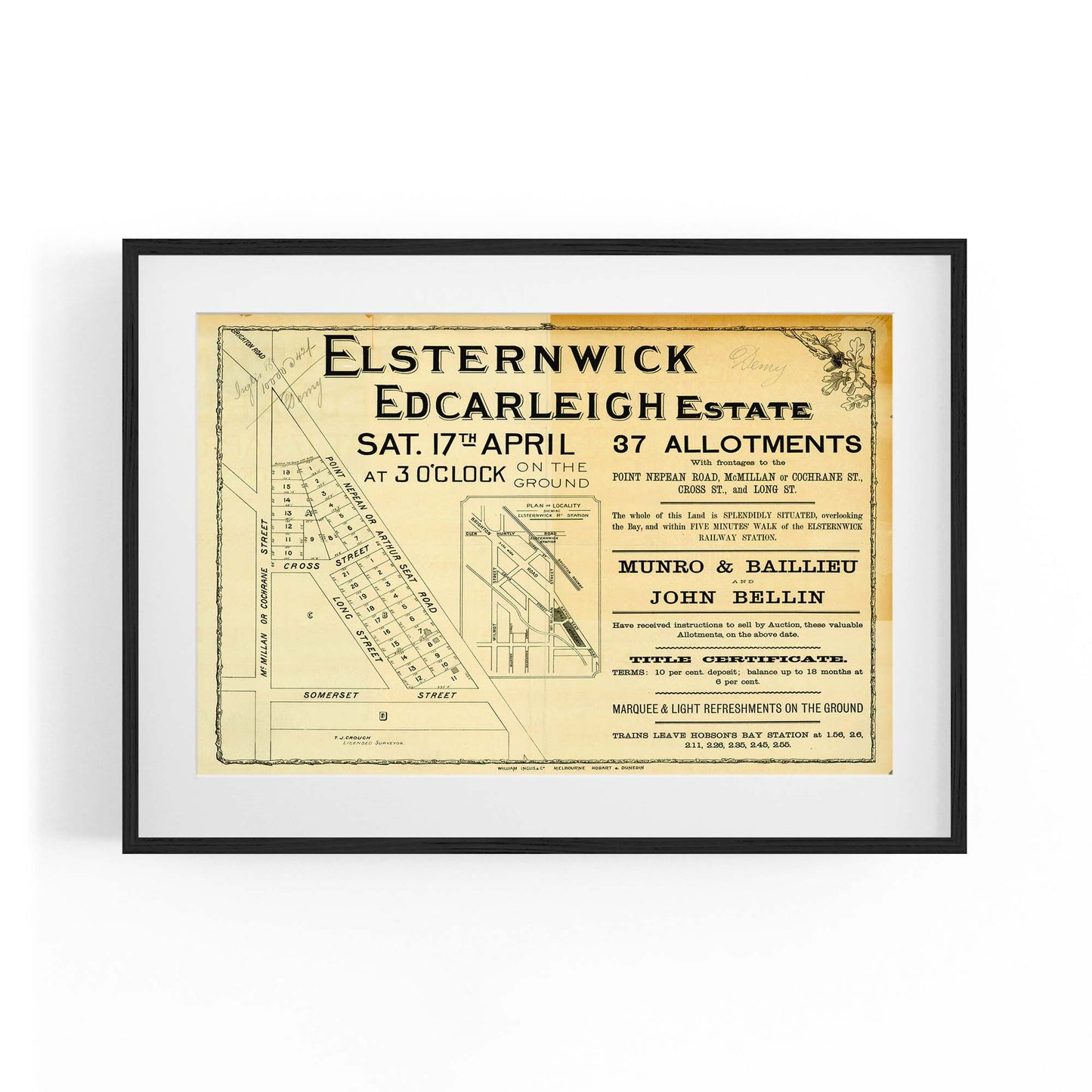 Elsternwick Melbourne Vintage Real Estate Advert Art - The Affordable Art Company