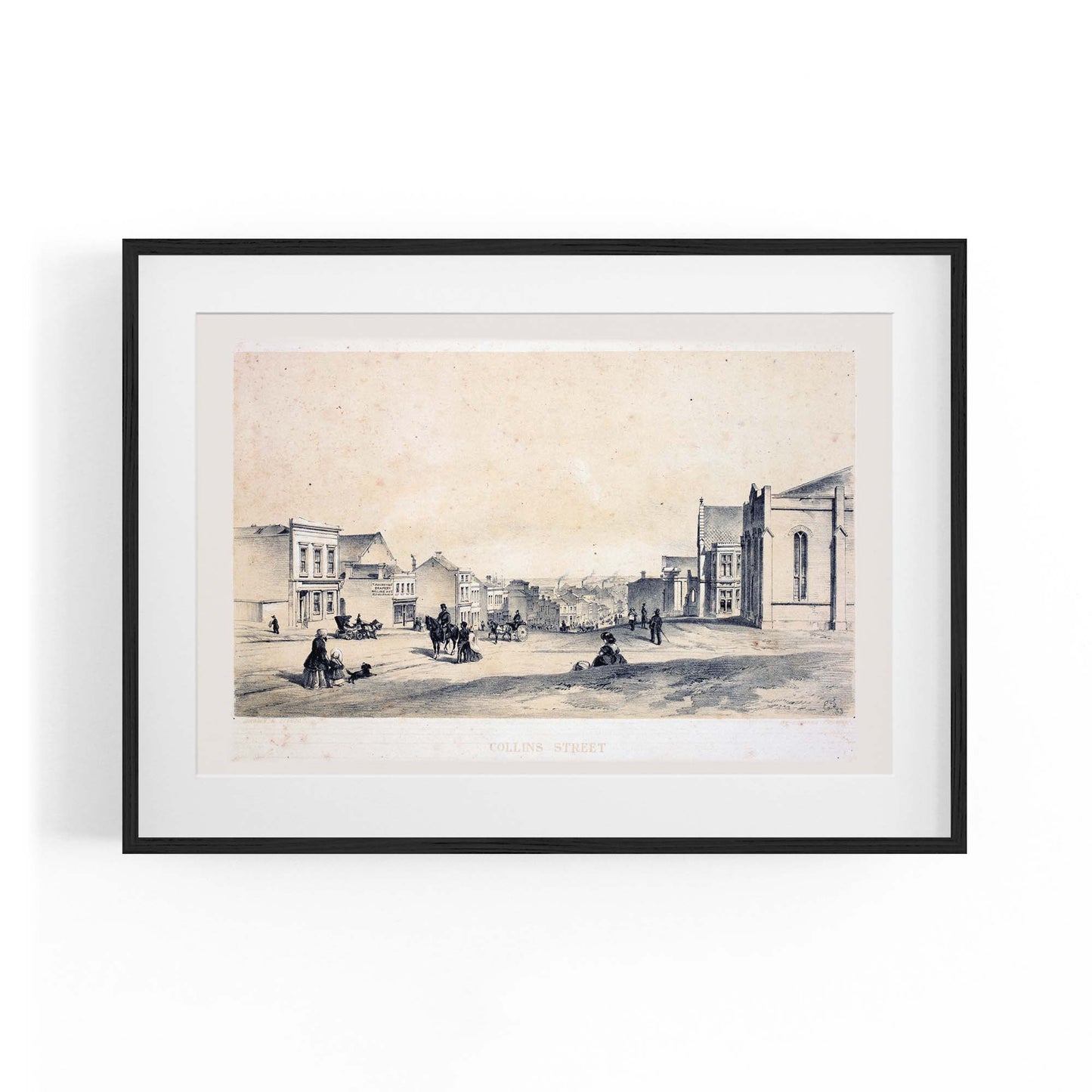 Collins St Melbourne Vintage Drawing Wall Art - The Affordable Art Company