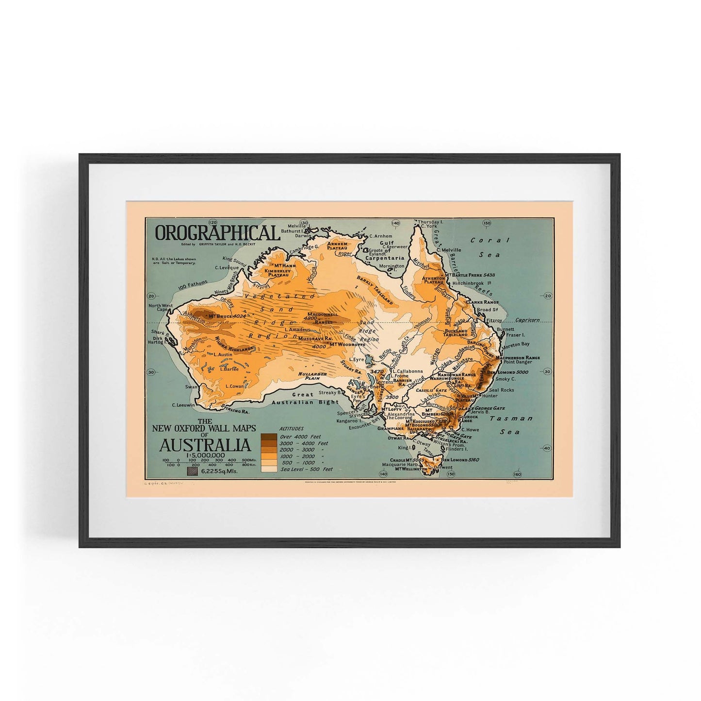 Australian Vintage Map Geographical Wall Art - The Affordable Art Company