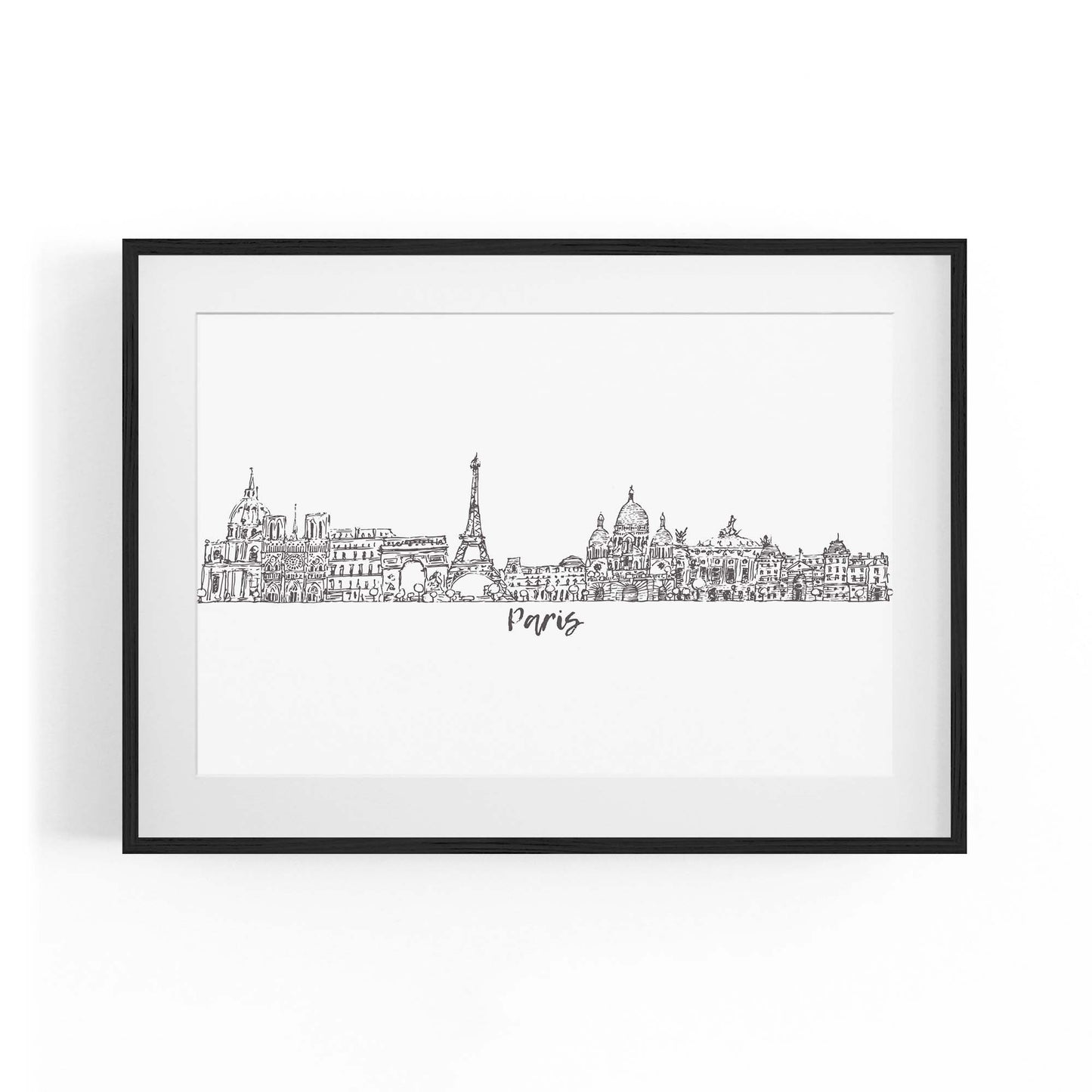 Paris Skyline Drawing Minimal Travel Wall Art - The Affordable Art Company