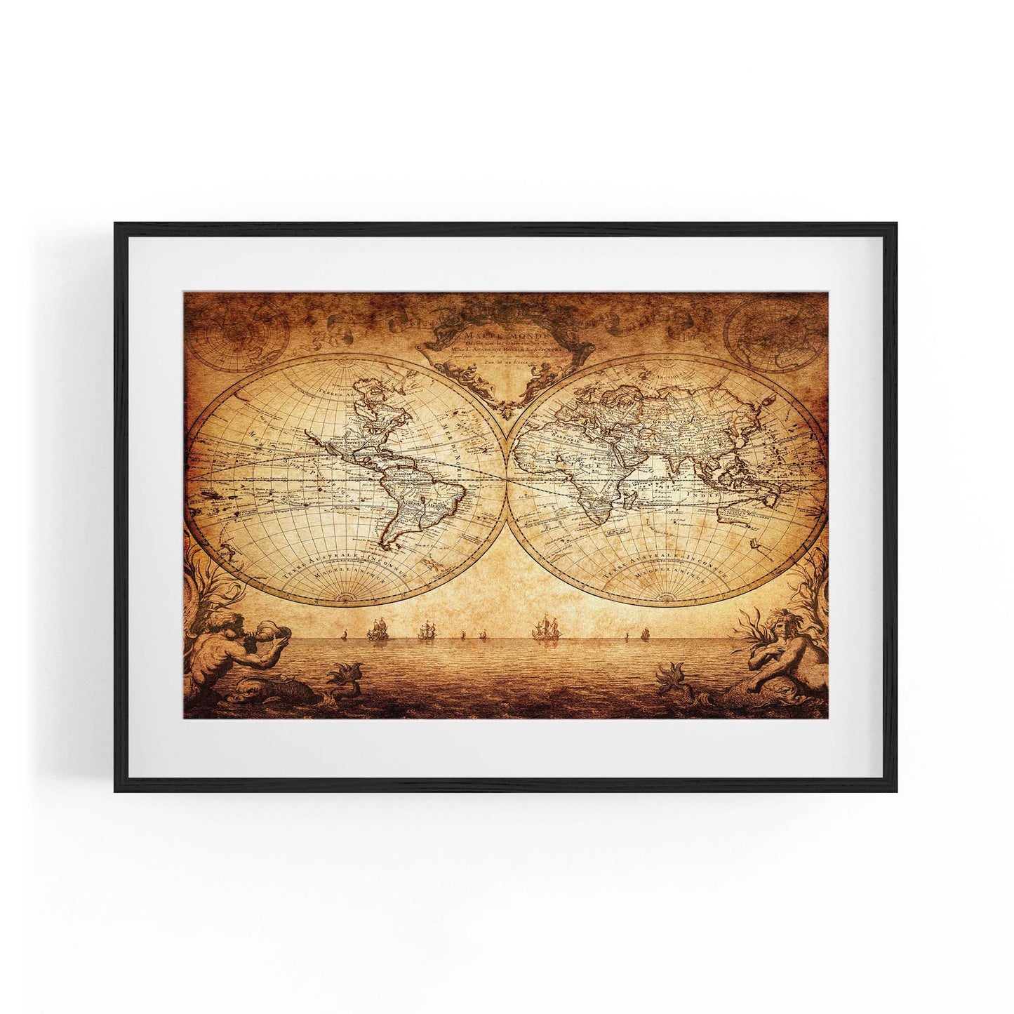 Vintage World Map Old Wall Art #4 - The Affordable Art Company