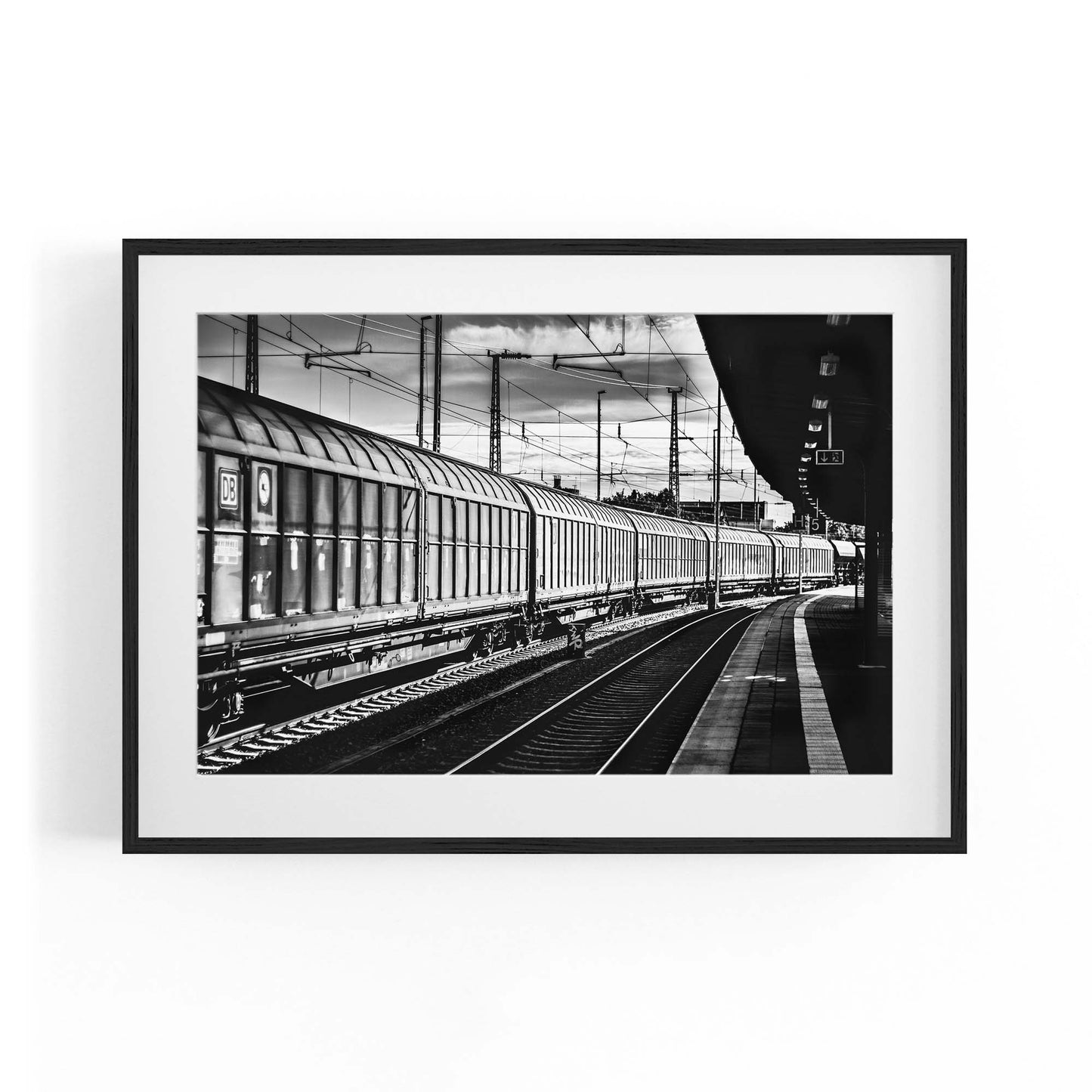 Freight Train Black and White Photograph Wall Art - The Affordable Art Company